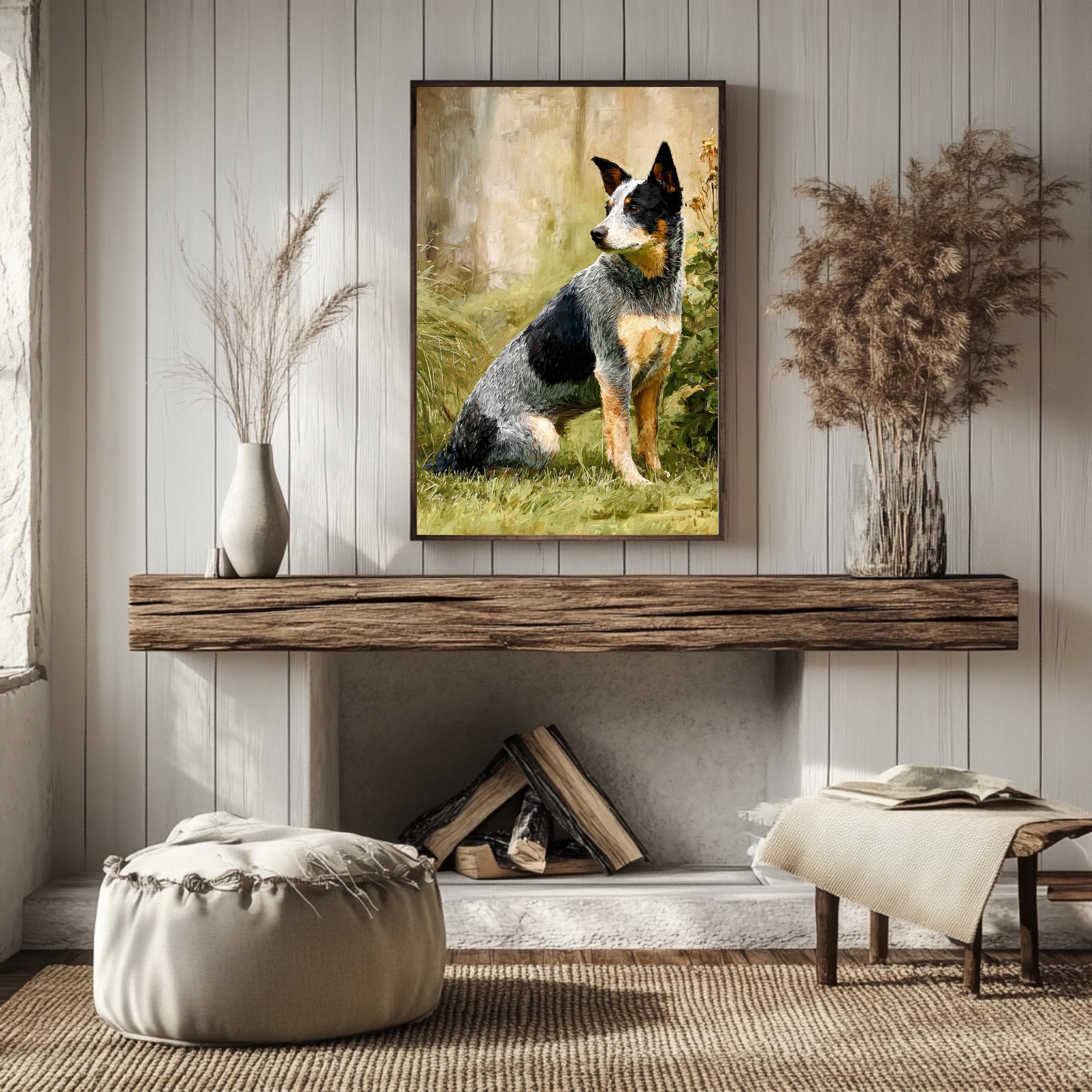 Blue Heeler Dog Portrait Print: Rustic Impasto Cattle Dog Art, Canine Companions Collection - image 5