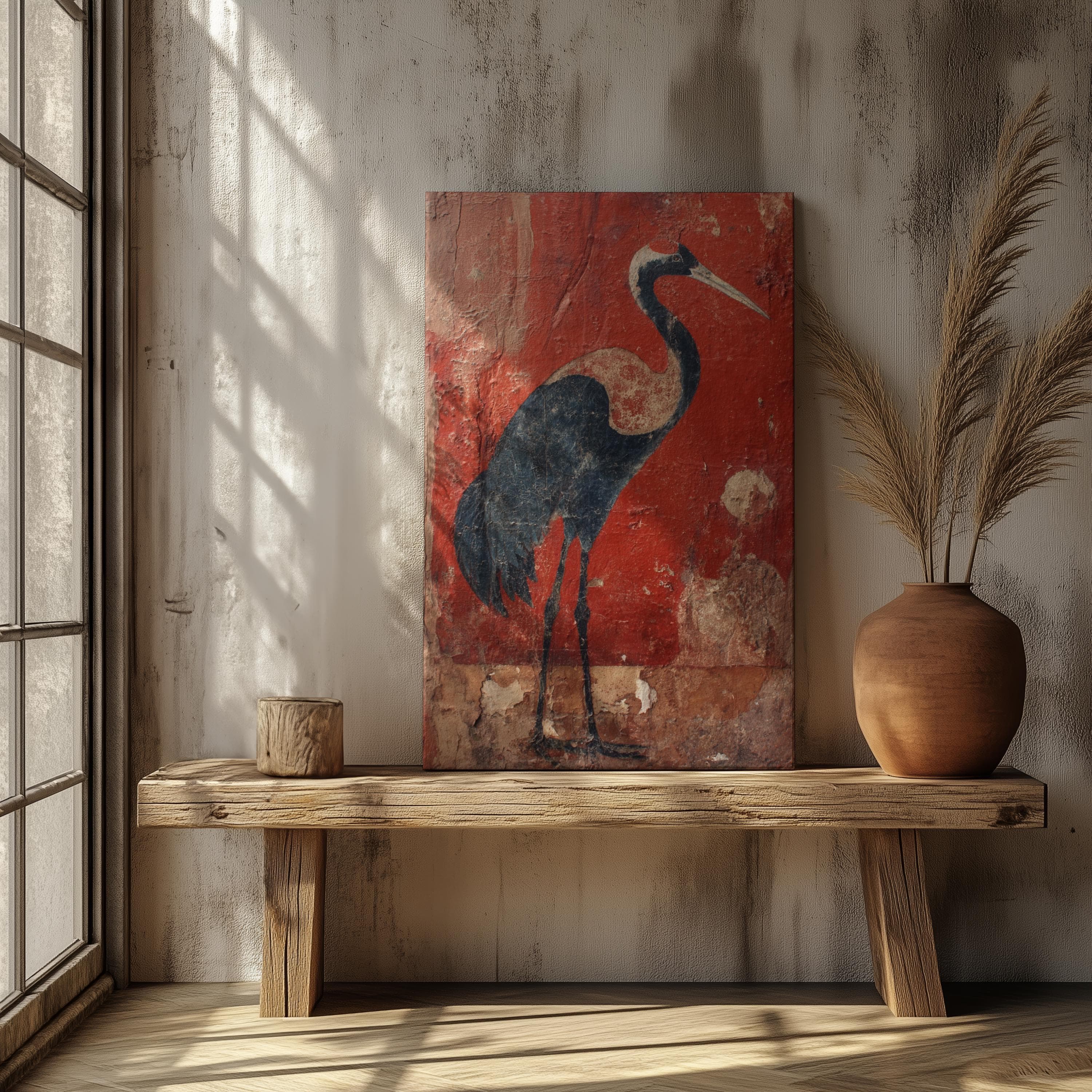 Wabi Sabi Crane Wall Art | Still Waters Collection | Textured Bird Art | Minimalist Decor - image 4