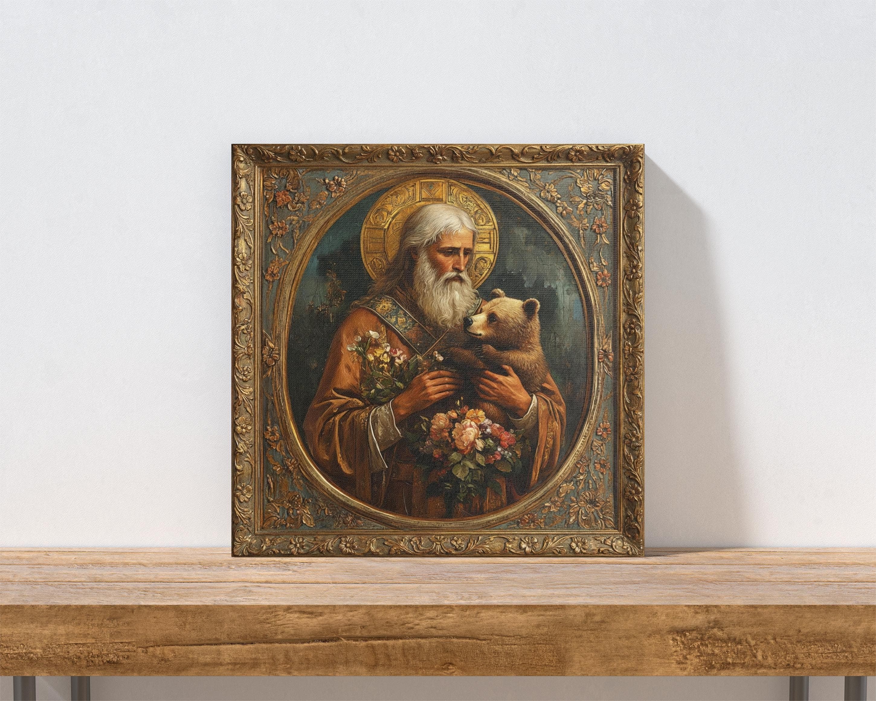 Orthodox Icon St Sergius Wall Canvas, Russian Saint Artwork, Patron of Learners Decor - image 3