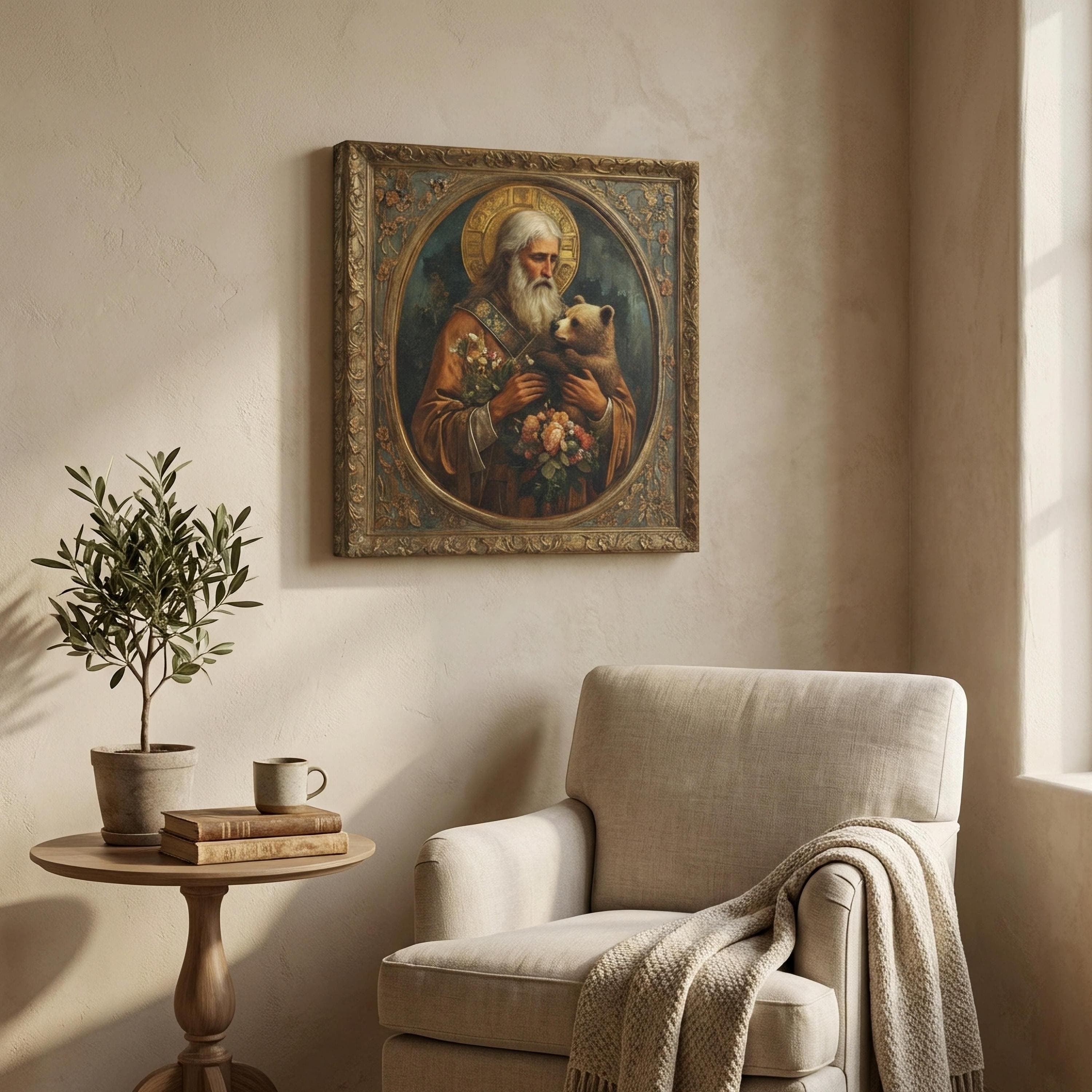 Orthodox Icon St Sergius Wall Canvas, Russian Saint Artwork, Patron of Learners Decor - image 4