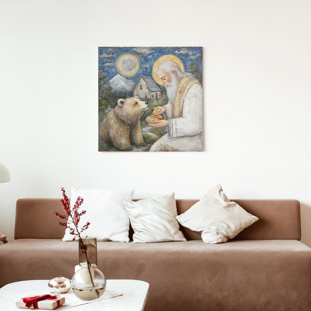 Saint Seraphim and the Bear Canvas: Orthodox Icon Art - image 4