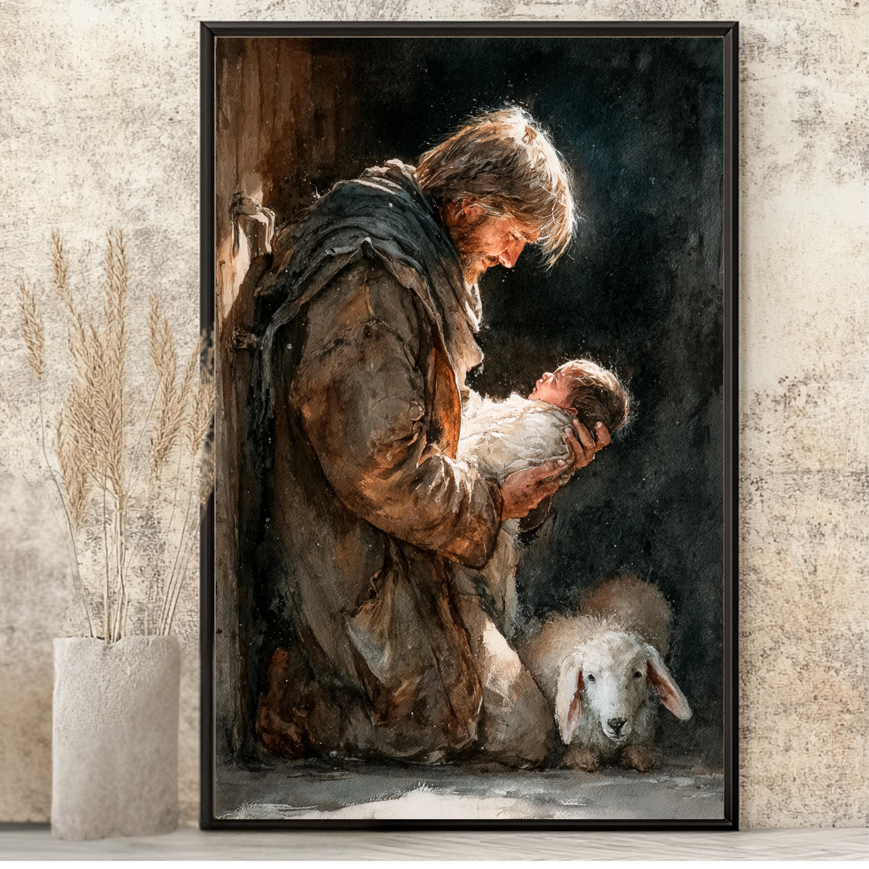 Saint Joseph and baby Jesus Art Print | Catholic Fine Art
