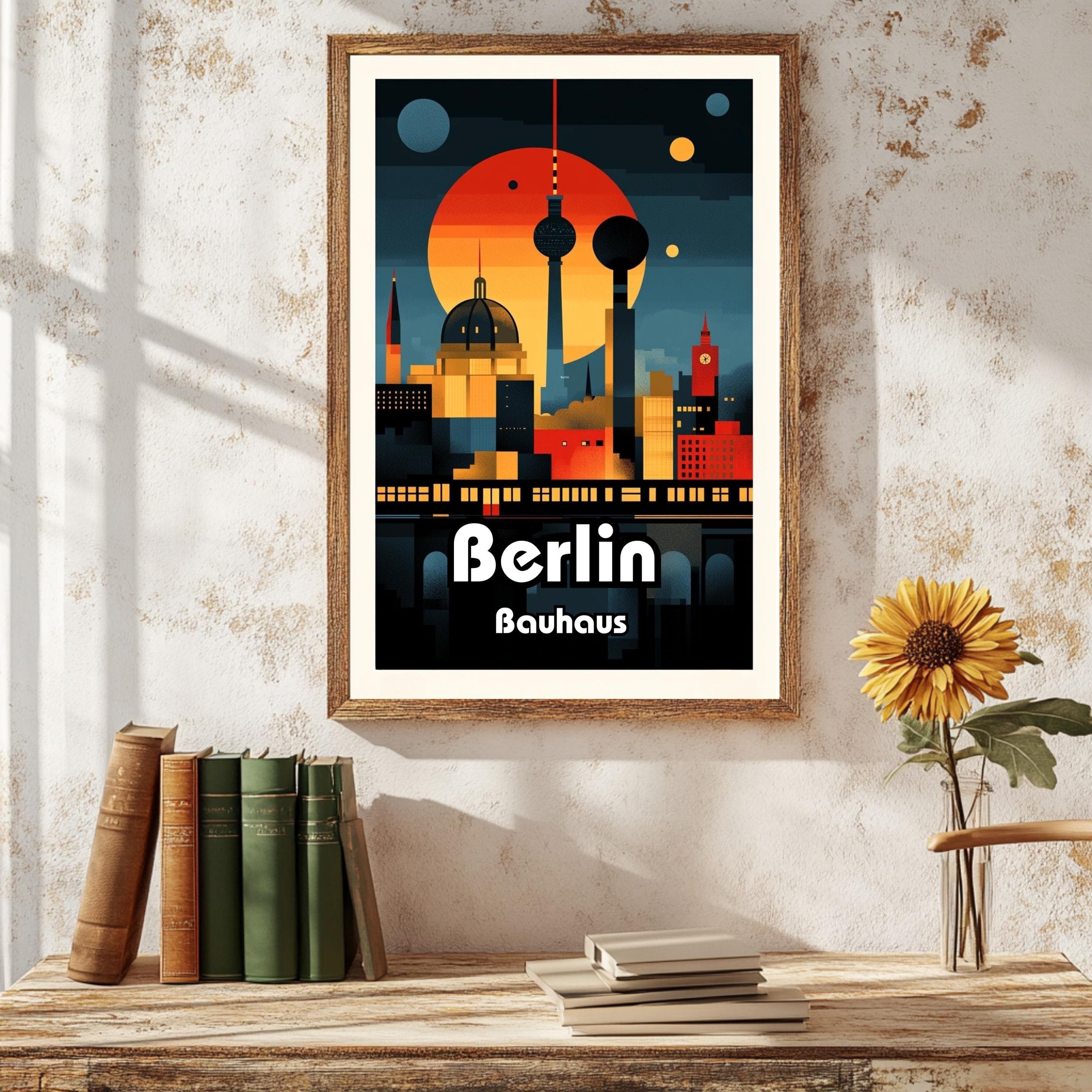 Bauhaus Berlin Travel Poster: Vintage Modernist Cityscape Art - image 3