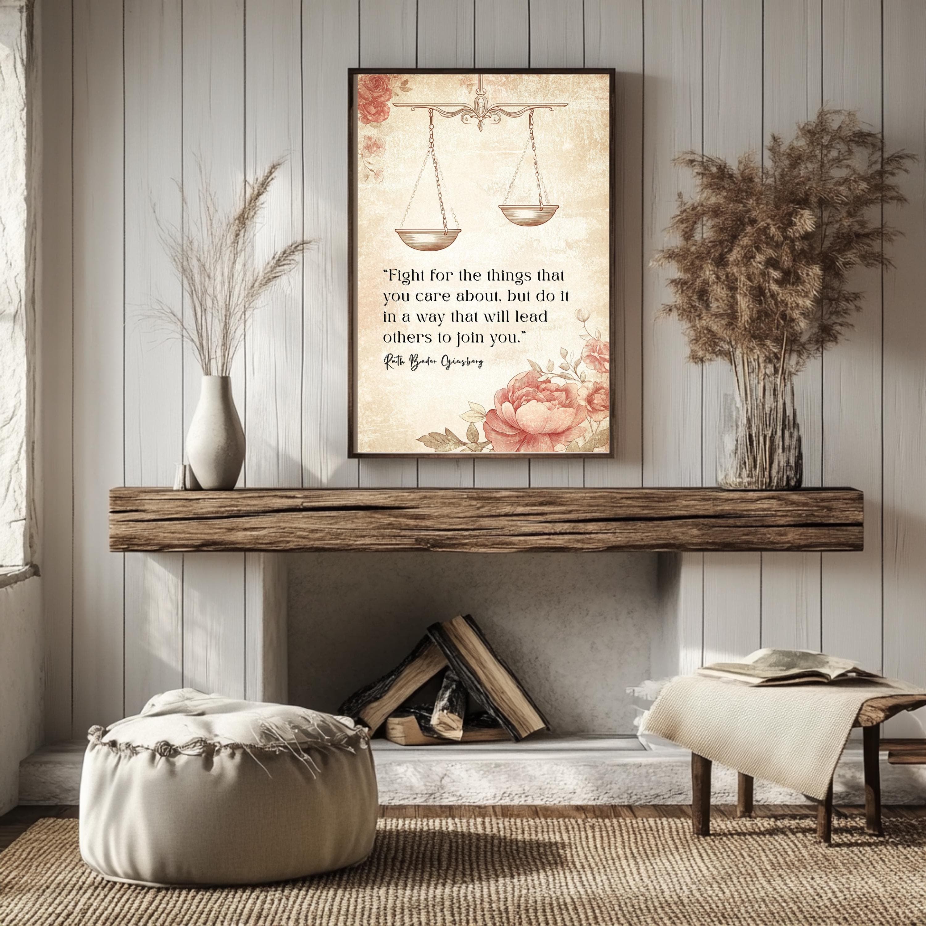RBG Quote Poster: Floral Feminist Art, Law School Gift - image 4