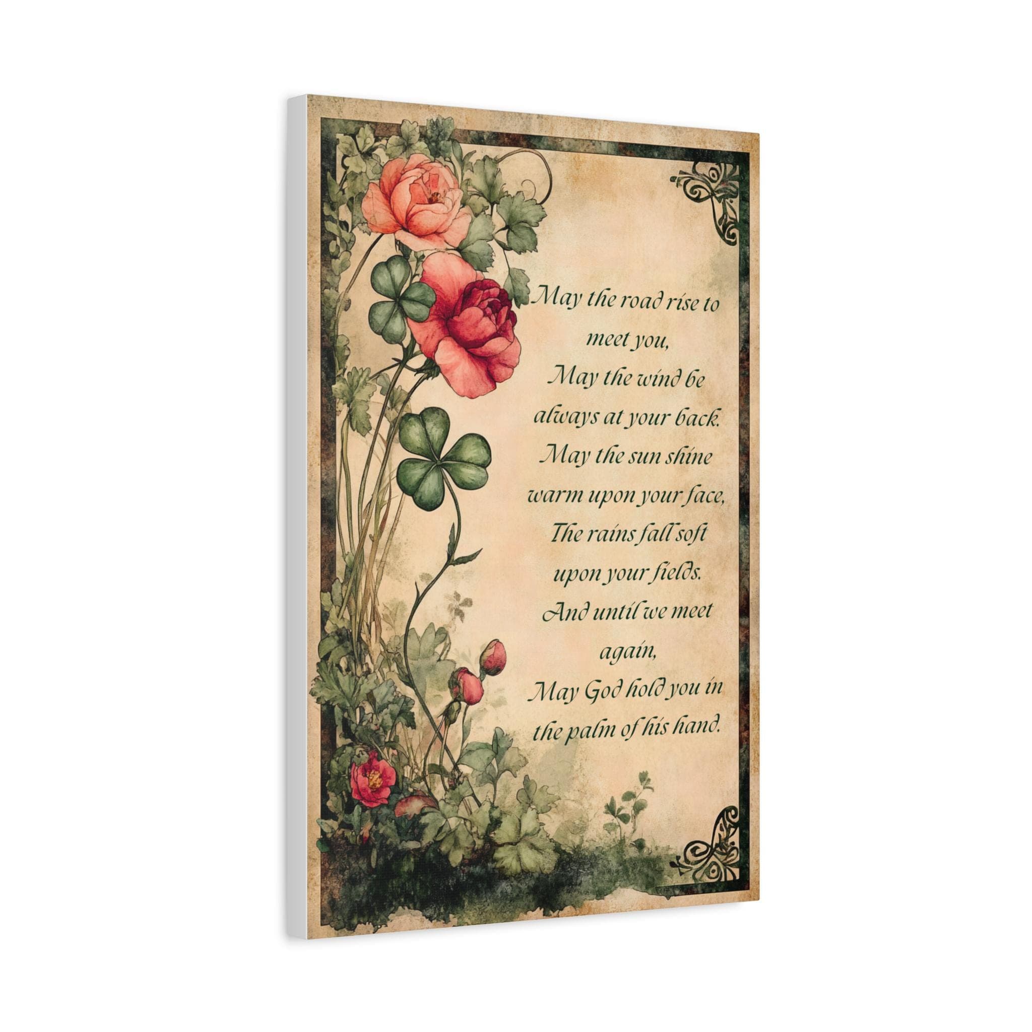 Irish Blessing Canvas Art: Roses & Shamrocks, Celtic Catholic Decor - image 4