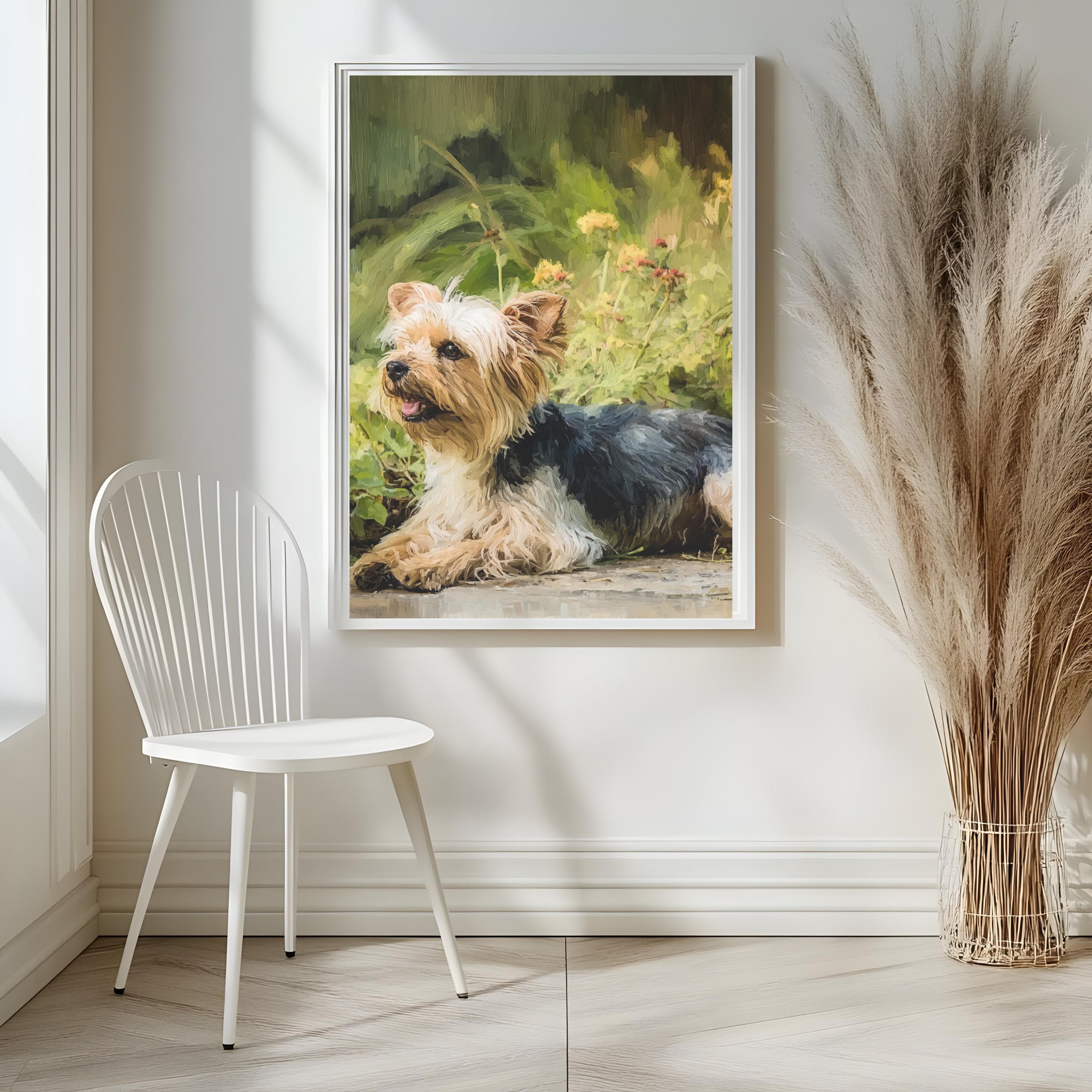 Yorkshire Terrier Art Print: Impasto Dog Portrait, Rustic Farmhouse Style| Canine Companions Collection - image 4