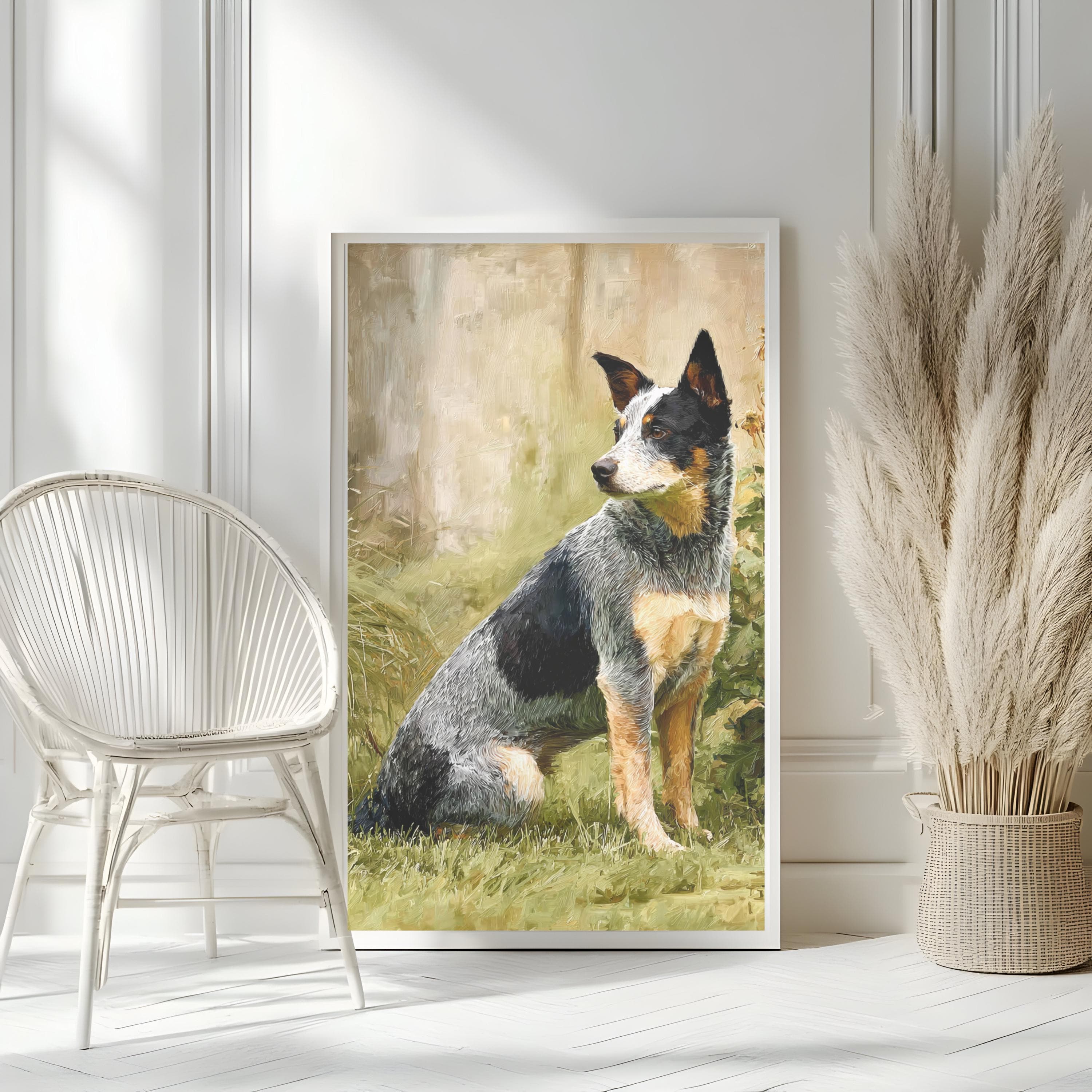 Blue Heeler Dog Portrait Print: Rustic Impasto Cattle Dog Art, Canine Companions Collection - image 3