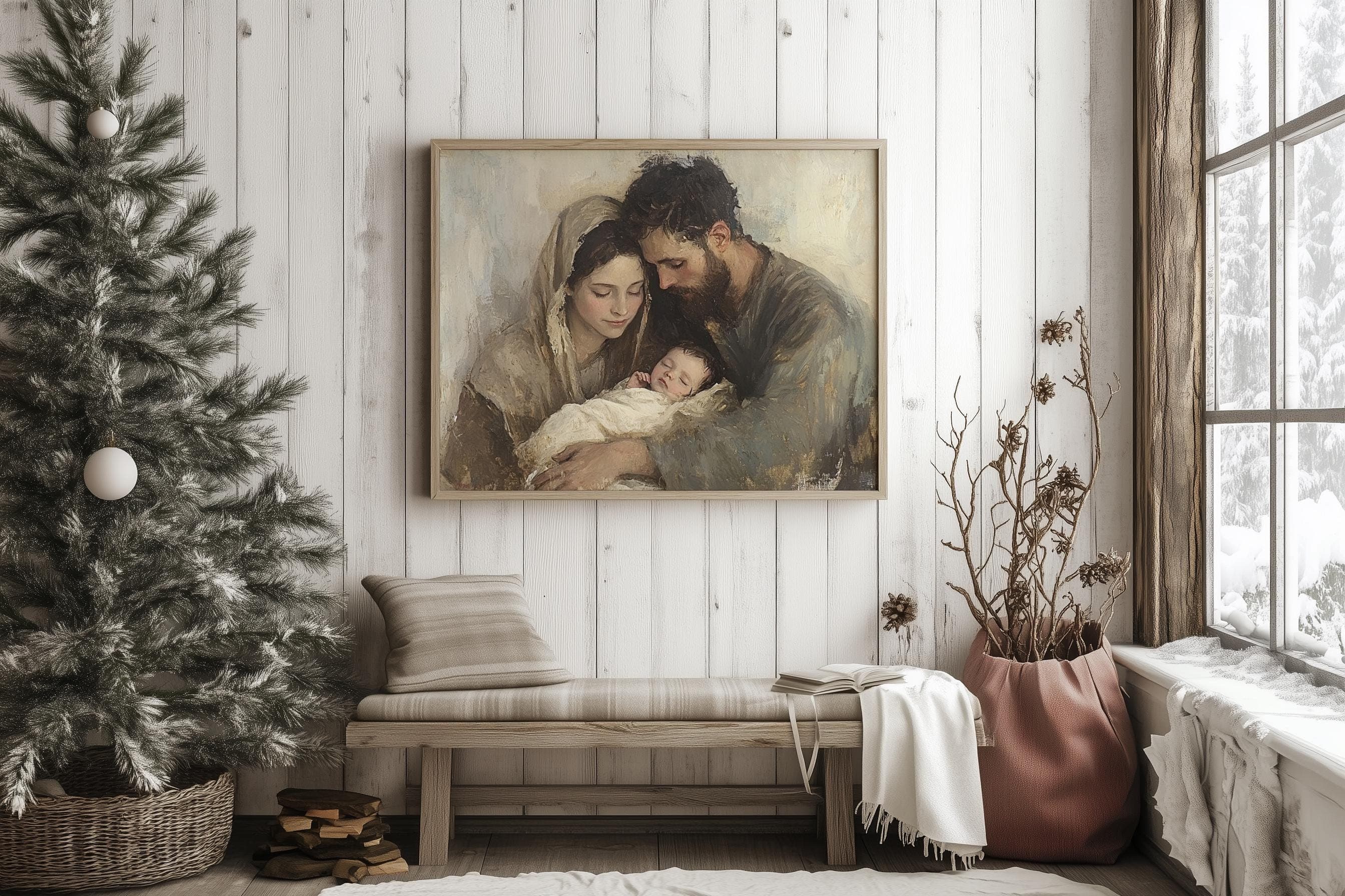 Holy Family Painting: Impressionist Nativity Scene Art Print - image 4
