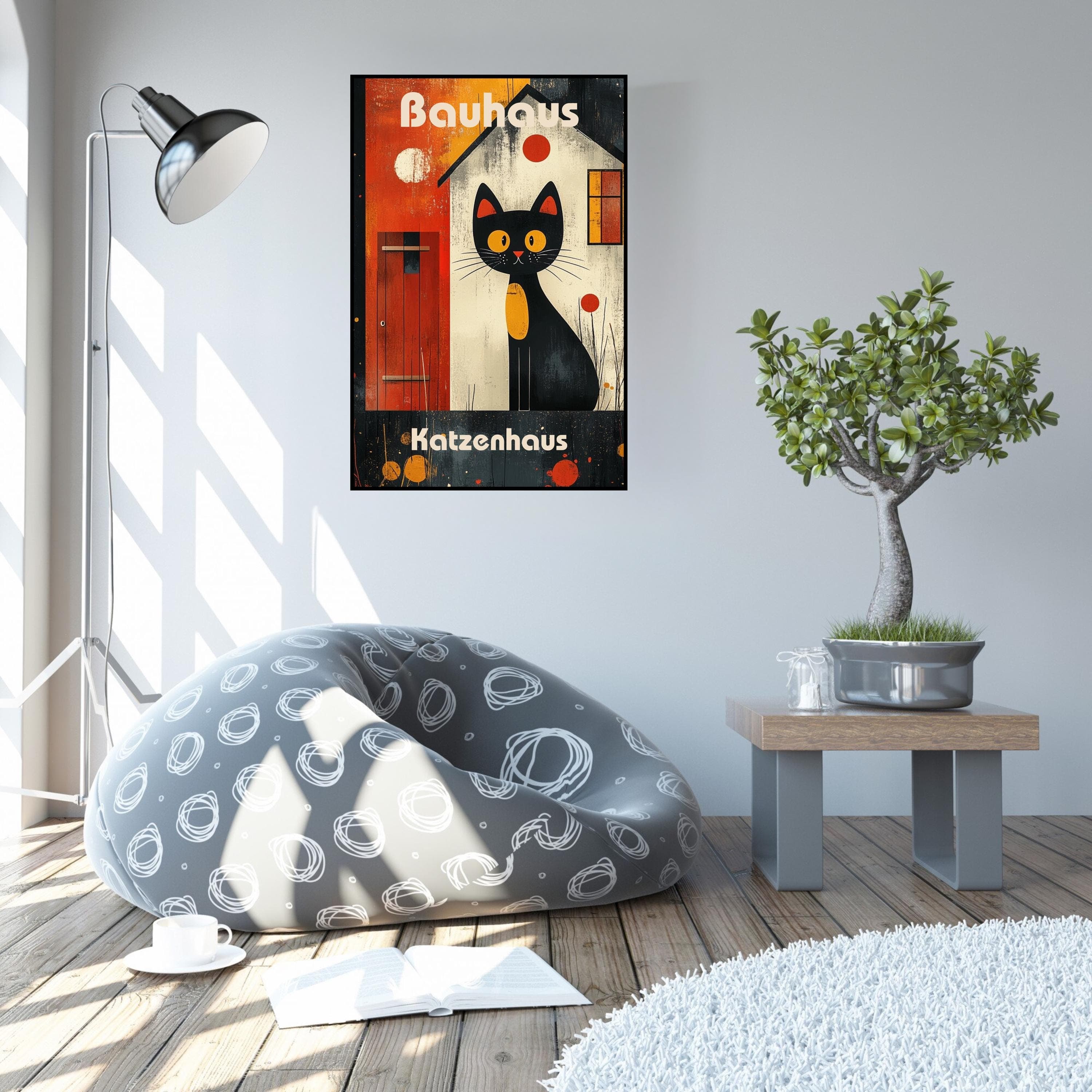 Bauhaus Cat Art Print: Geometric Katzenhaus Poster - image 5