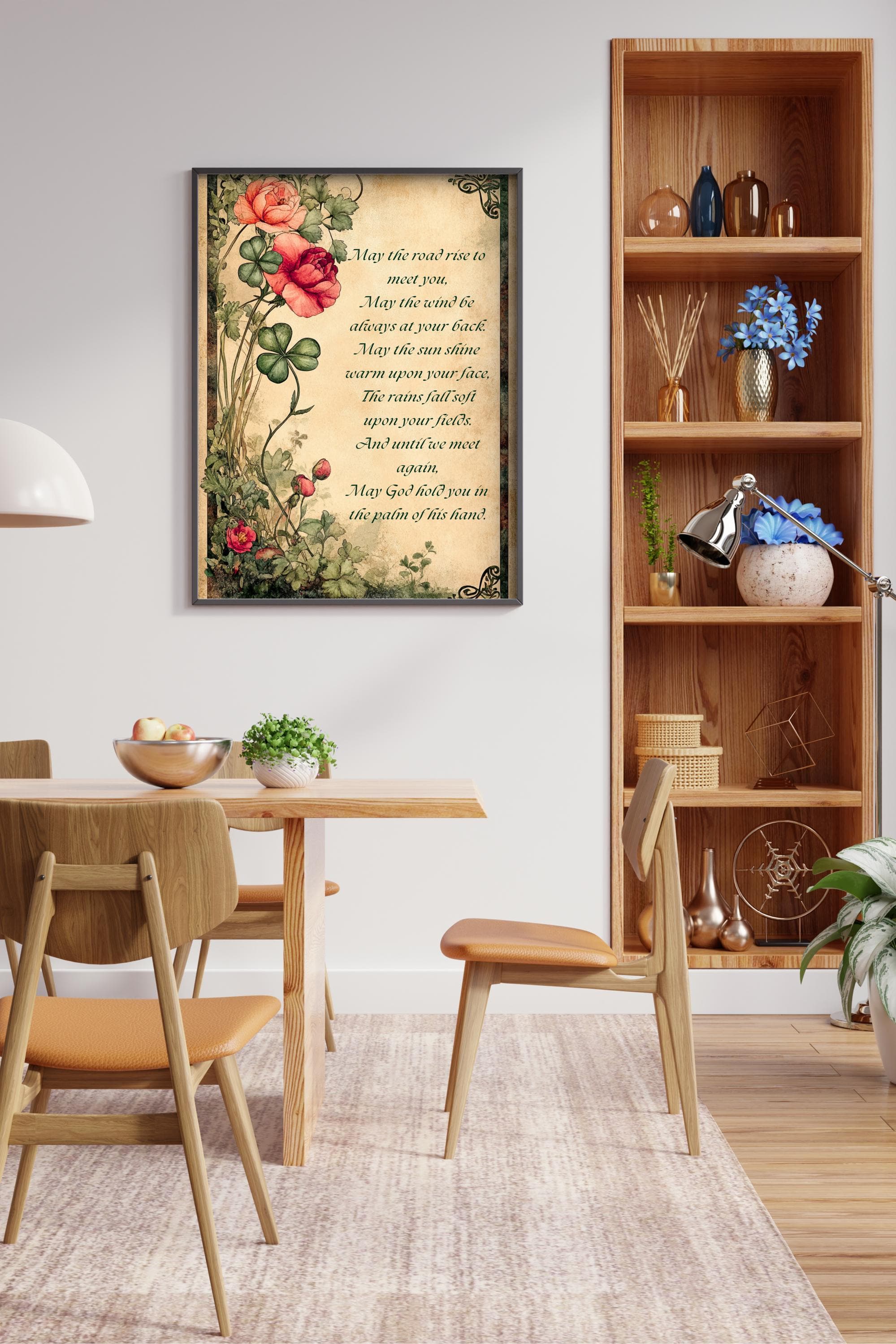 Irish Blessing Canvas Art: Roses & Shamrocks, Celtic Catholic Decor - image 5