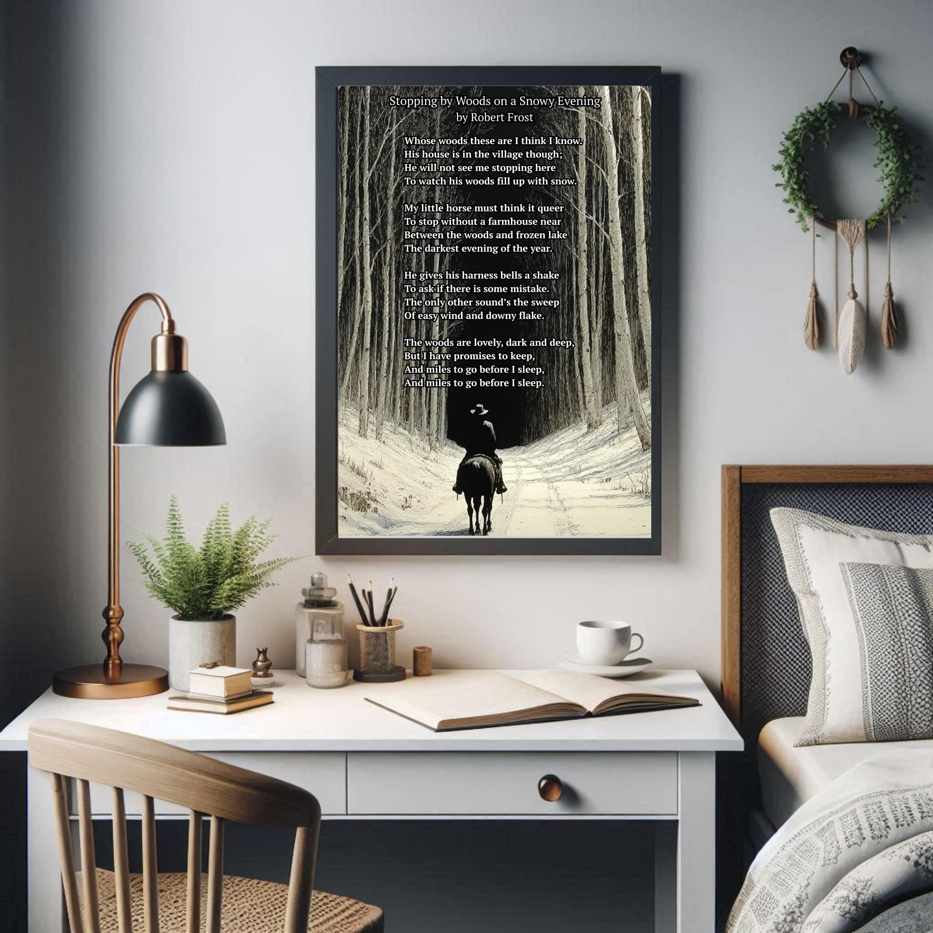 Robert Frost Poem Print: Snowy Woods Literary Wall Art - image 3