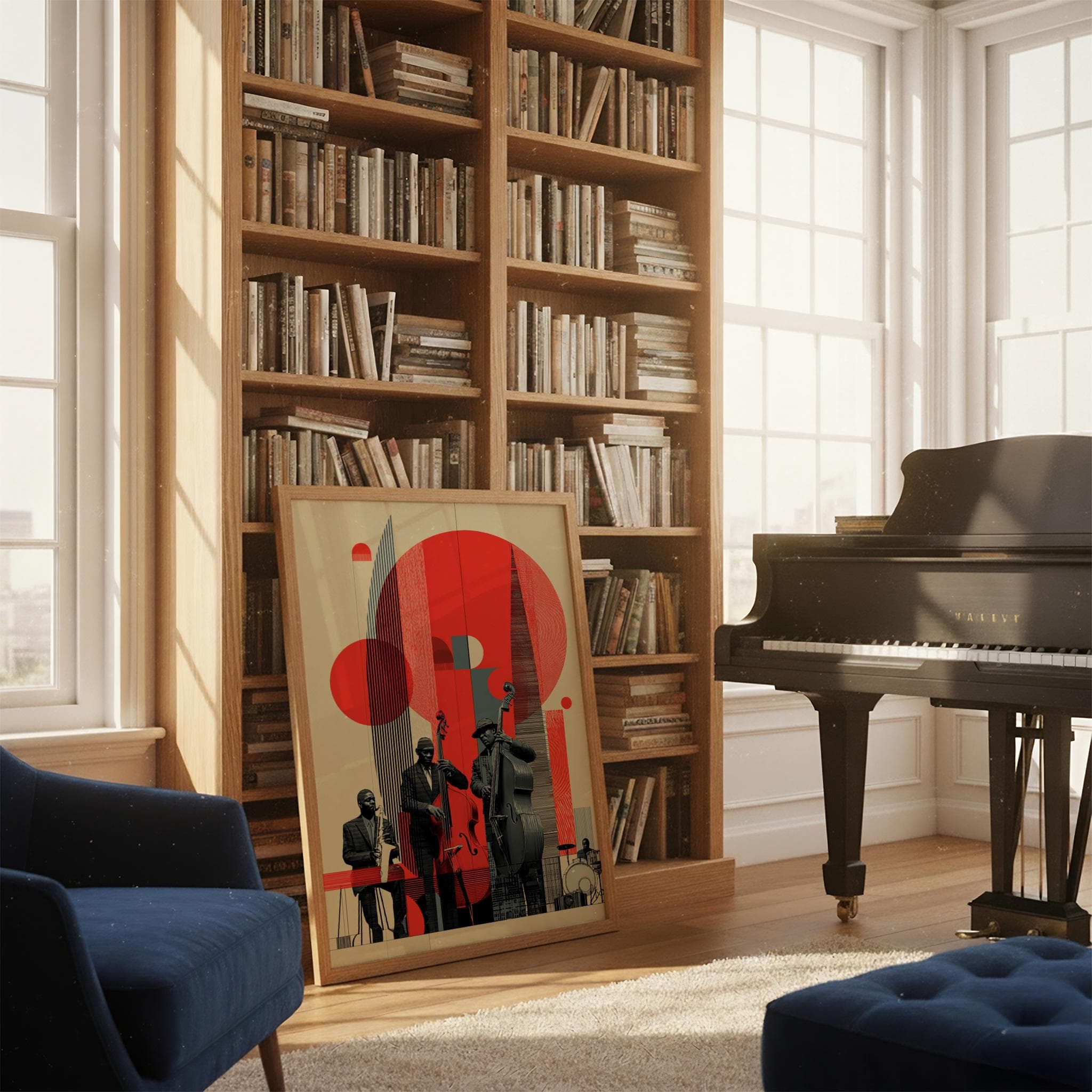 Bauhaus Trio – Jazz Fusion Ensemble Wall Art, Modern Bauhaus Music Poster - image 4