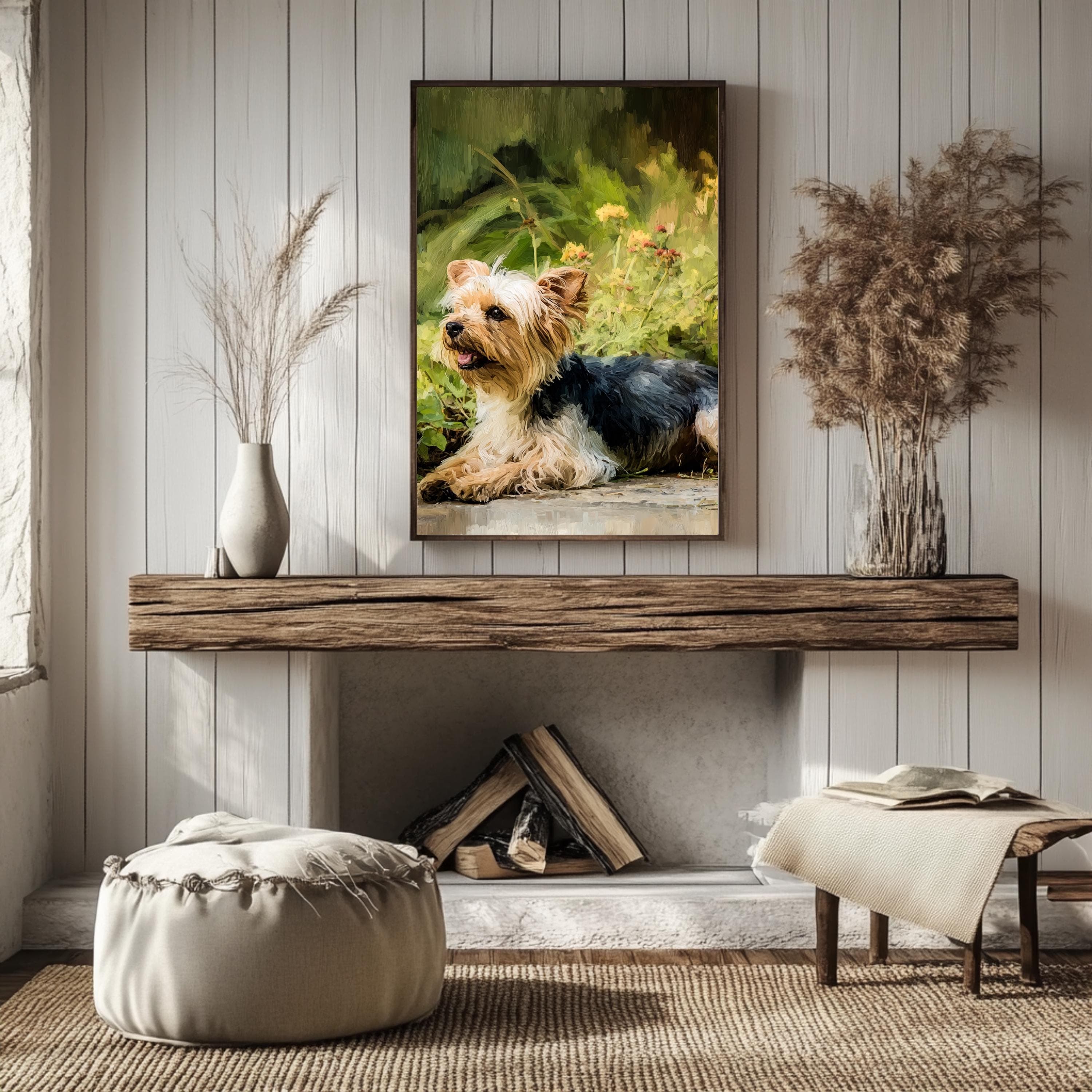 Yorkshire Terrier Art Print: Impasto Dog Portrait, Rustic Farmhouse Style| Canine Companions Collection - image 5