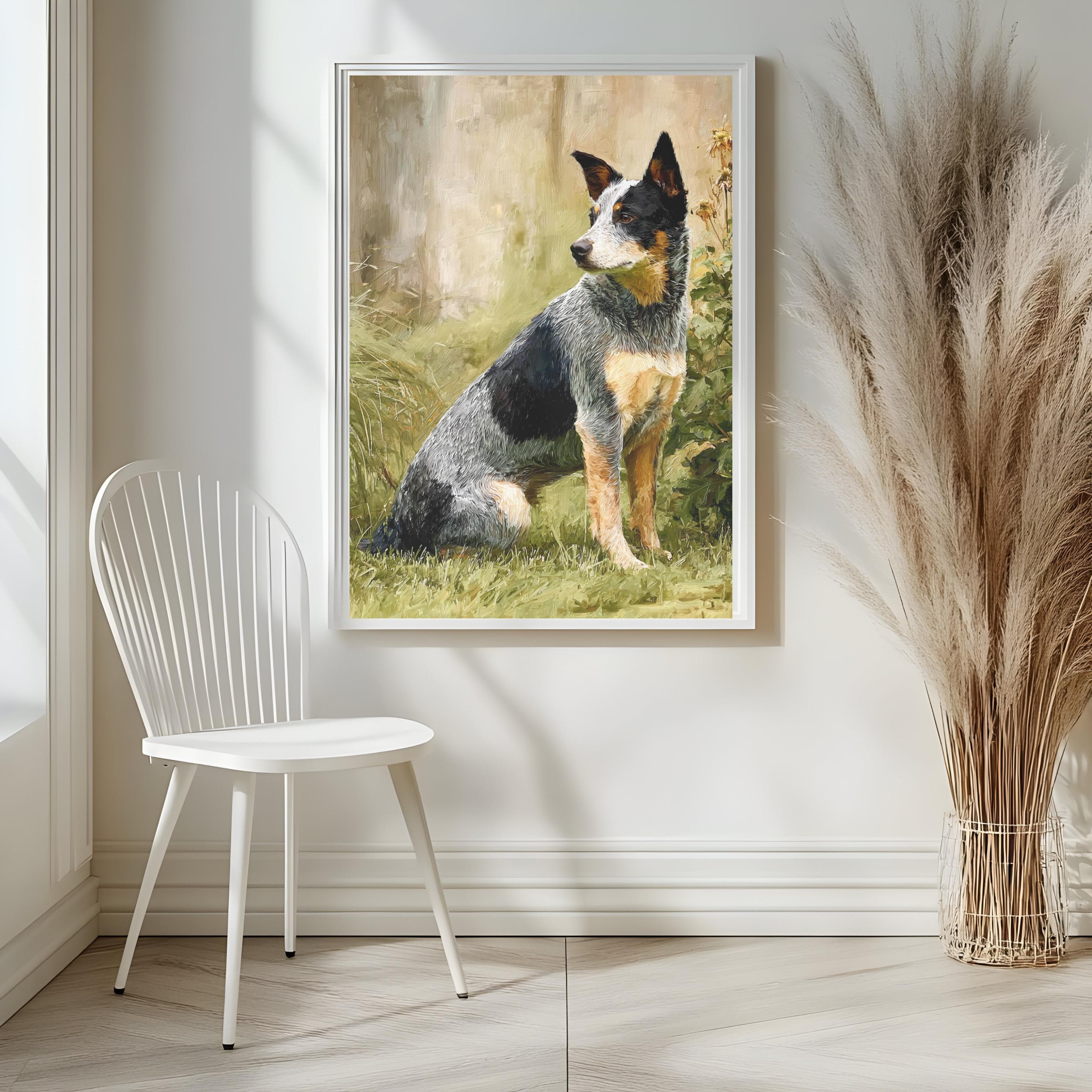 Blue Heeler Dog Portrait Print: Rustic Impasto Cattle Dog Art, Canine Companions Collection - image 4