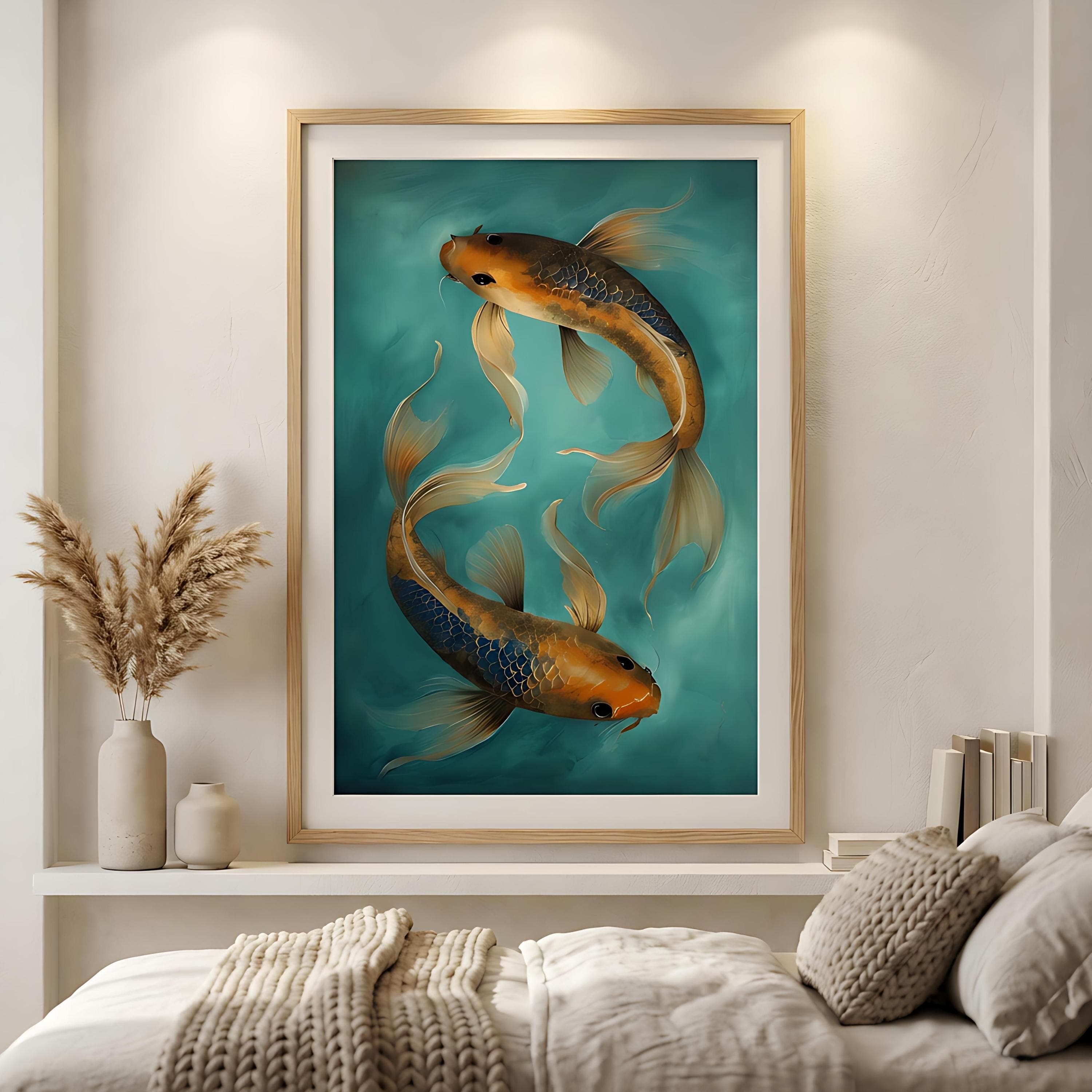 Koi Fish Illustration Matte Poster | Vertical Fish Art