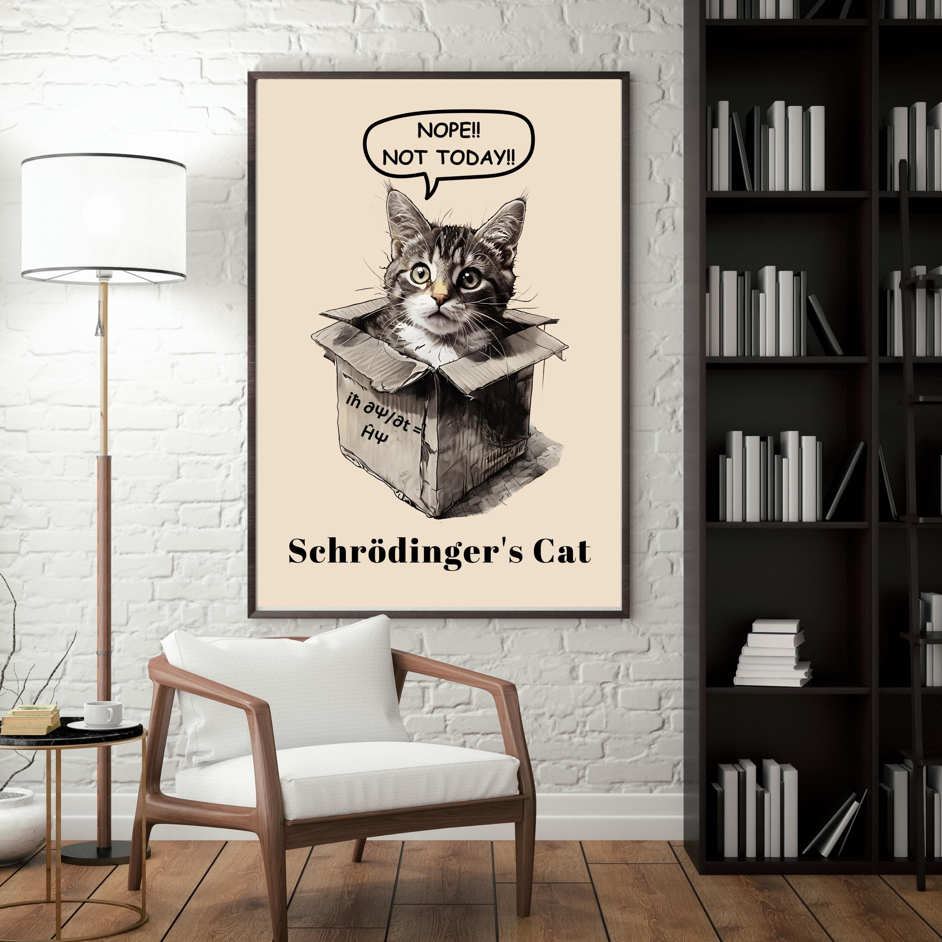 Schrödinger's Cat Poster: Funny Science Art for Physics & Cat Lovers