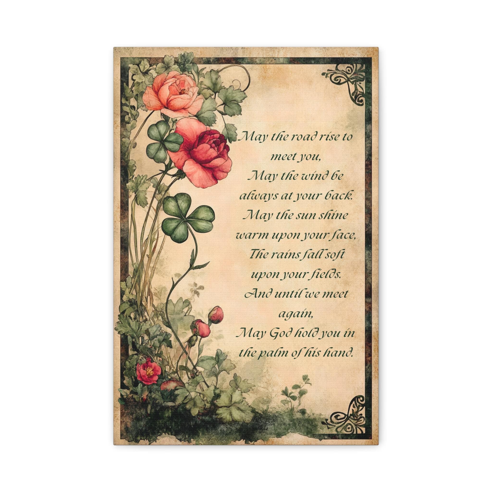 Irish Blessing Canvas Art: Roses & Shamrocks, Celtic Catholic Decor - image 3
