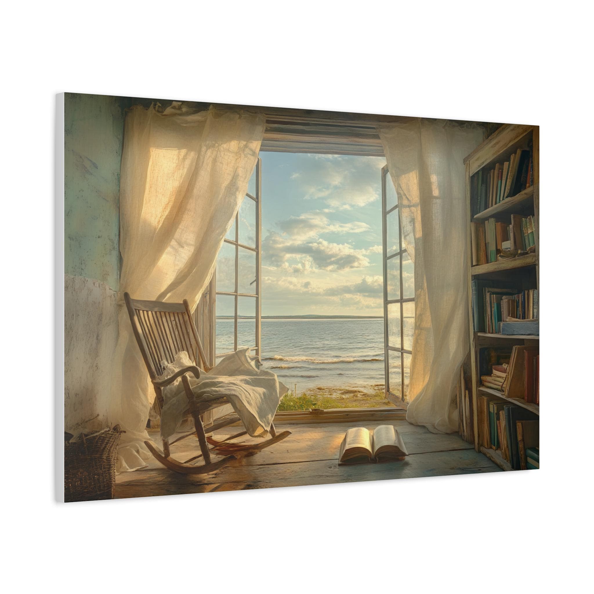 Serene Coastal Canvas Art: Beach House Decor, Gift for Book Lovers - image 4