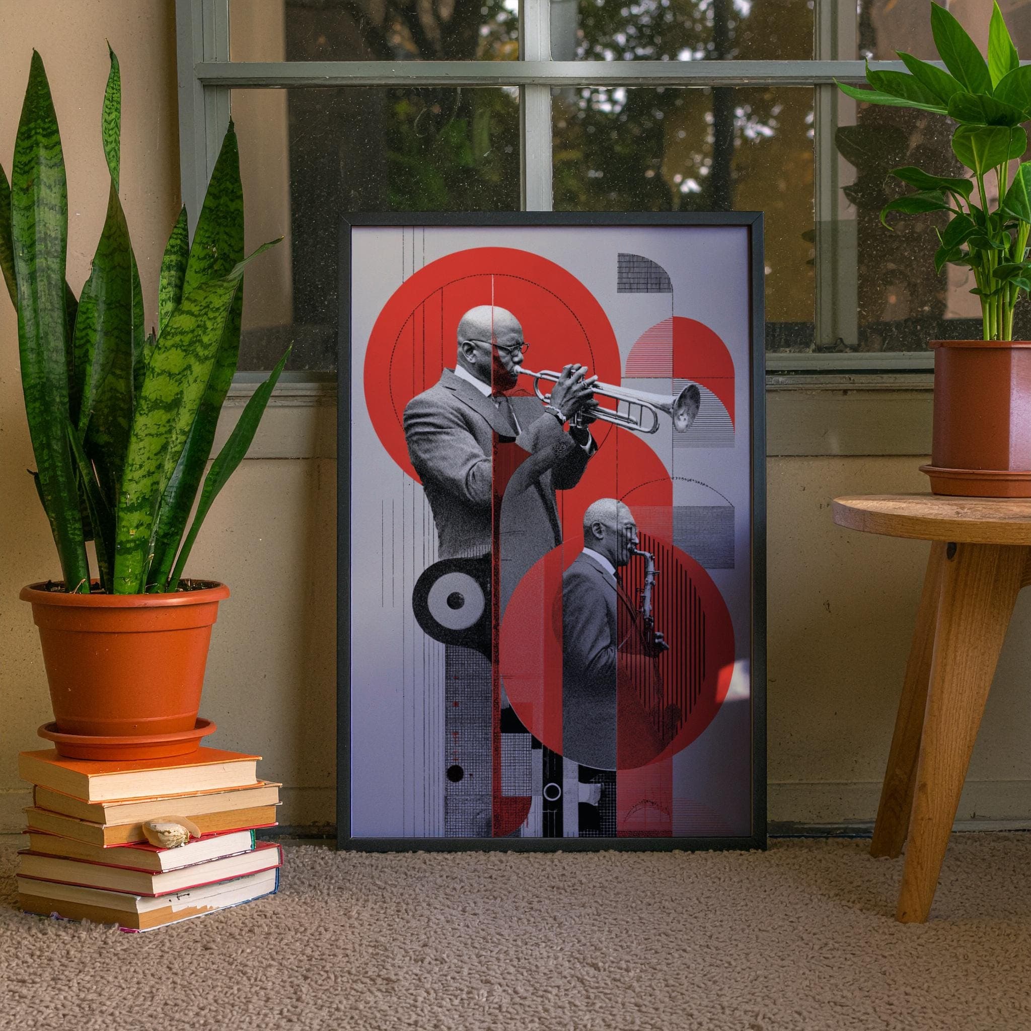 Bauhaus Duo – Jazz Fusion Wall Art, Trumpet and Saxophone Music Print - image 4