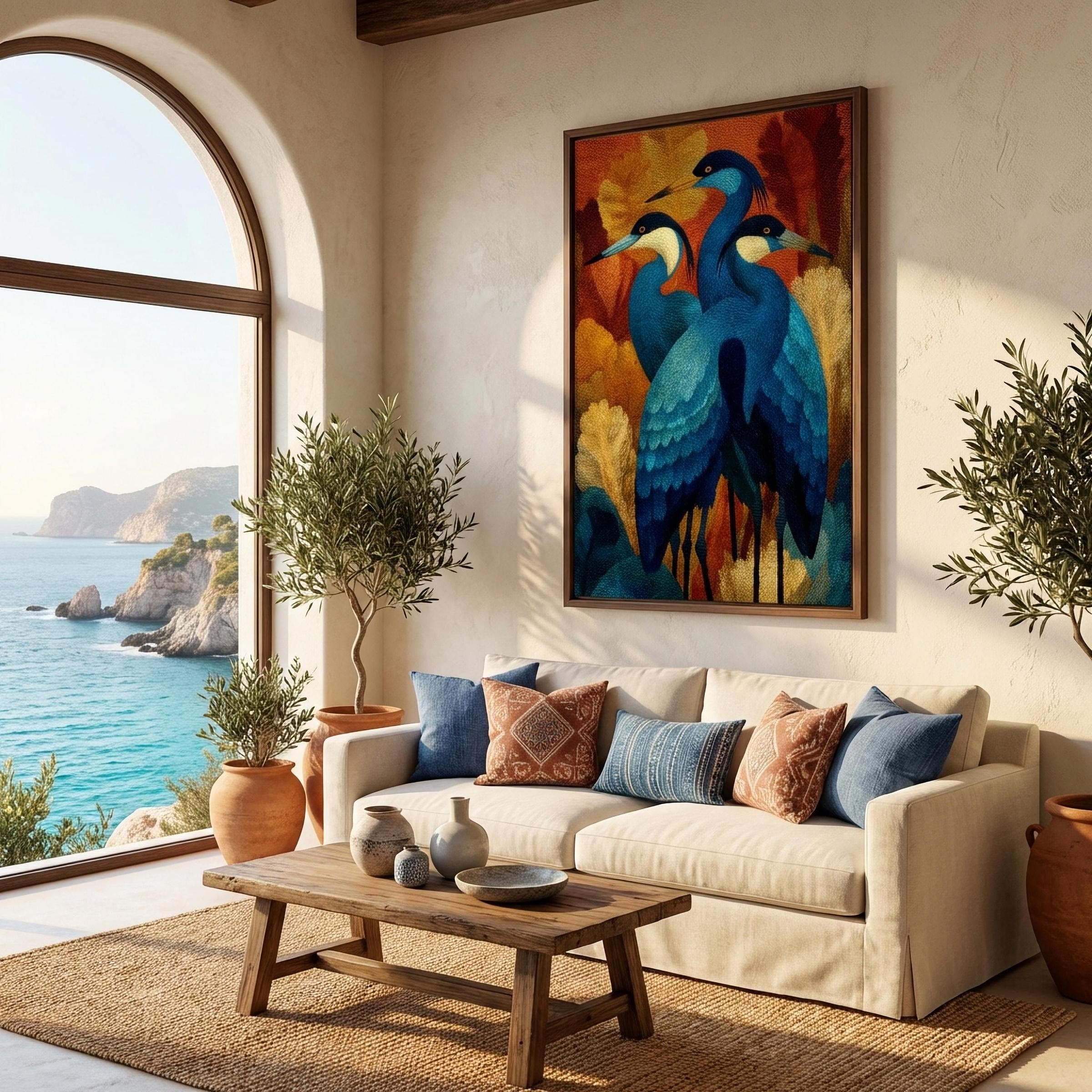 Blue Herons Painting Canvas - image 3