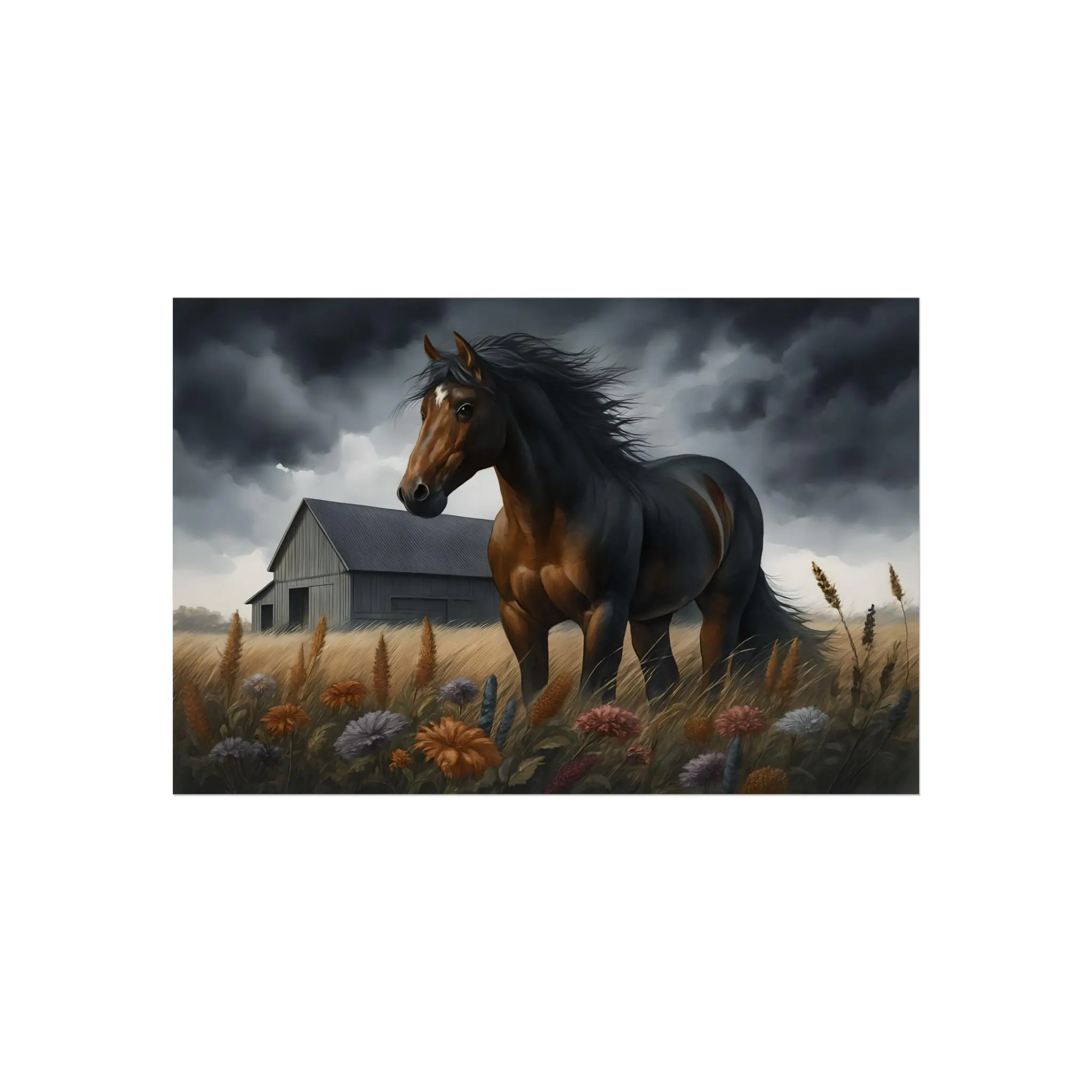 Moody Brown Horse Art Print: Vintage Equestrian Wall Decor
