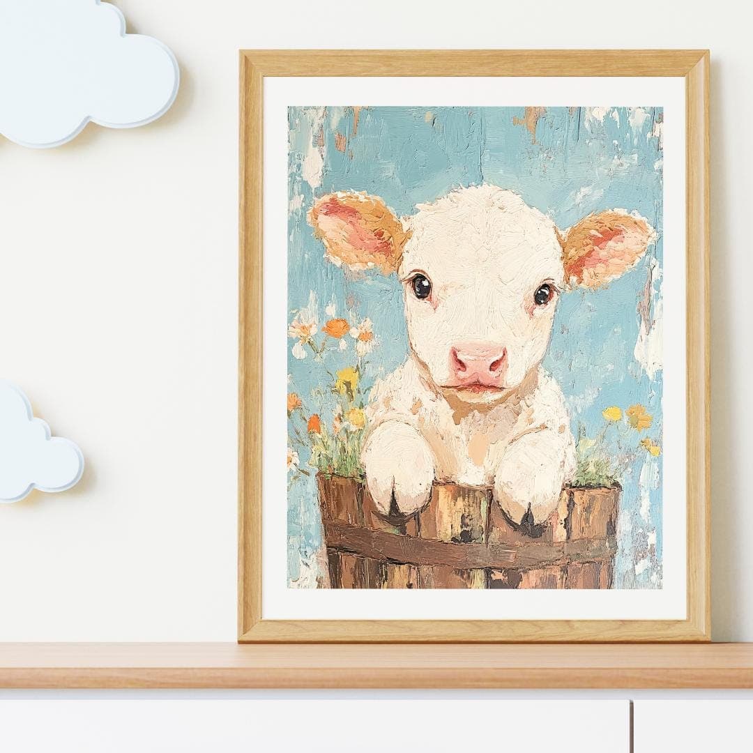Baby Jersey Cow Watercolor Print: Rustic Farm Nursery Art - image 5