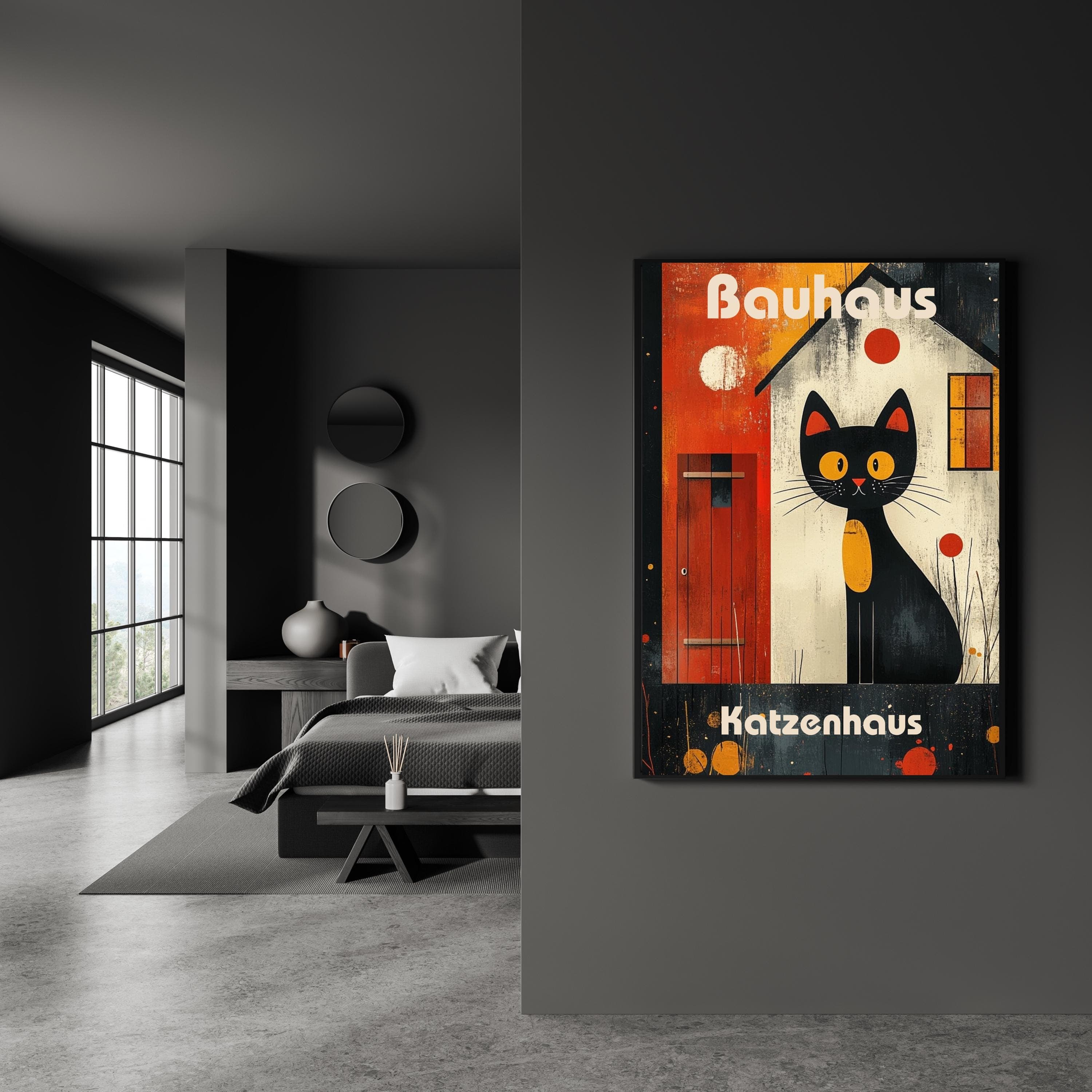 Bauhaus Cat Art Print: Geometric Katzenhaus Poster - image 4
