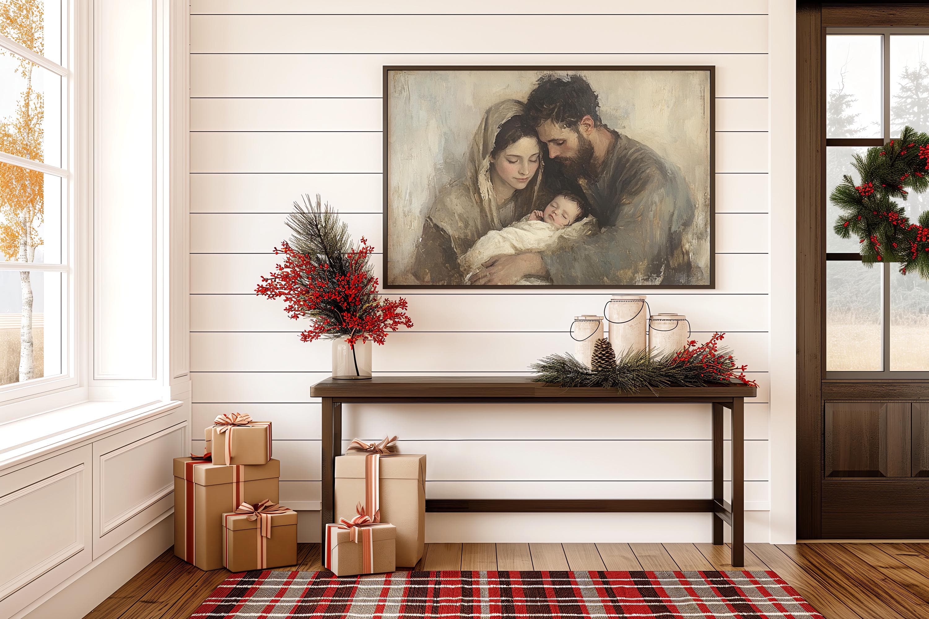 Holy Family Painting: Impressionist Nativity Scene Art Print - image 3