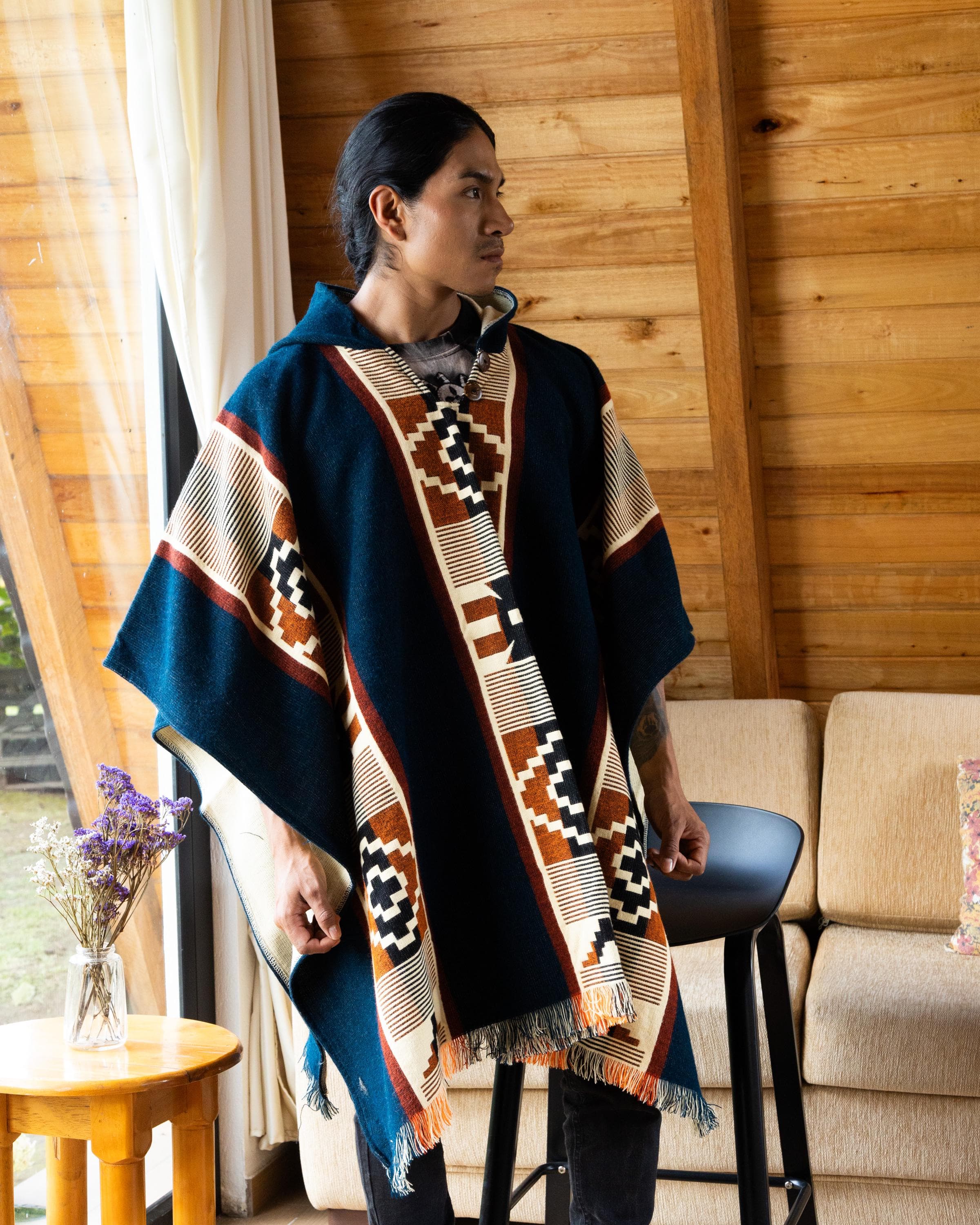 Handwoven Hooded Alpaca Wool Western Poncho | Ultra-Soft Boho Cape for Men & Women - image 3