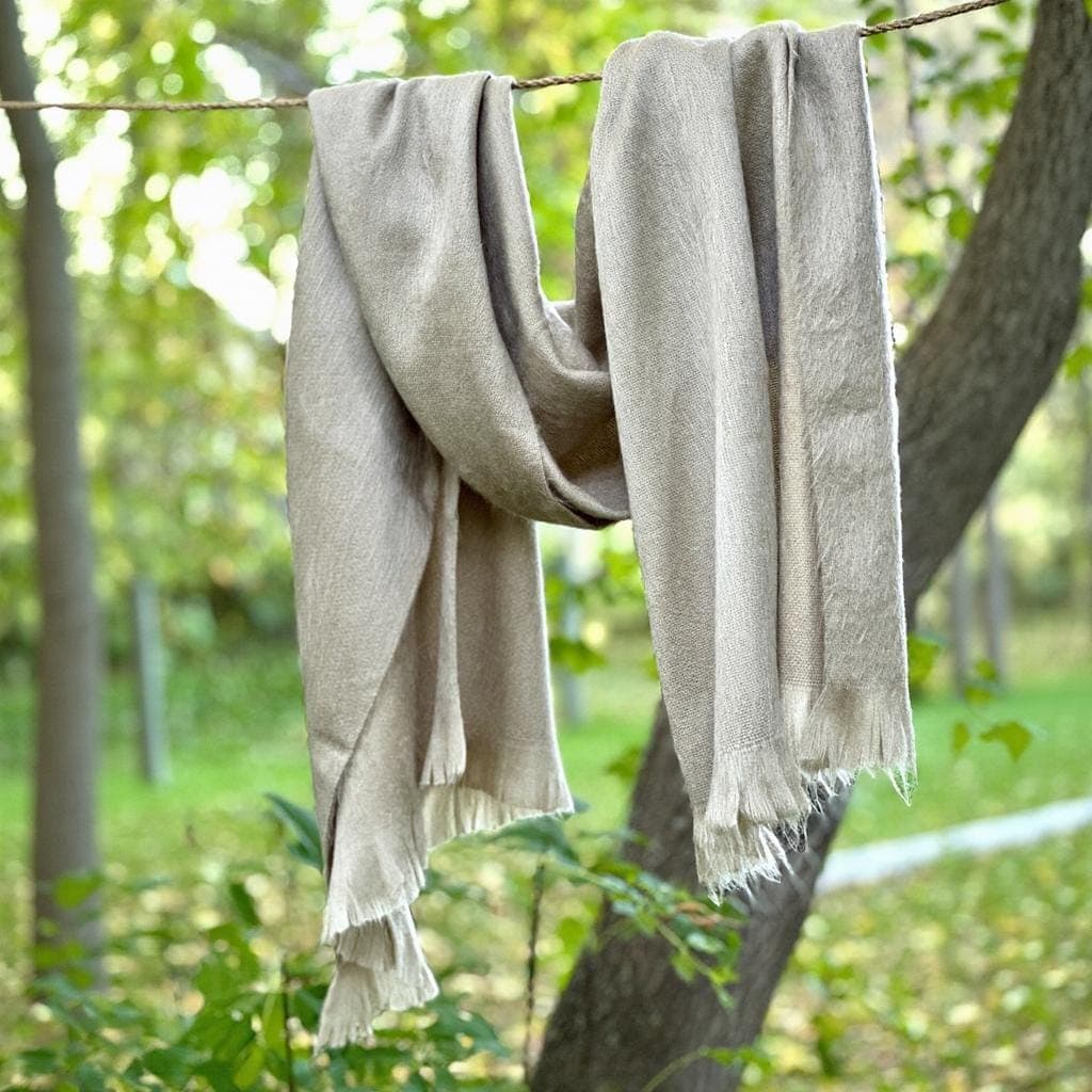 Handwoven Baby Alpaca Scarf Shawl – Oversized Neutral Wrap