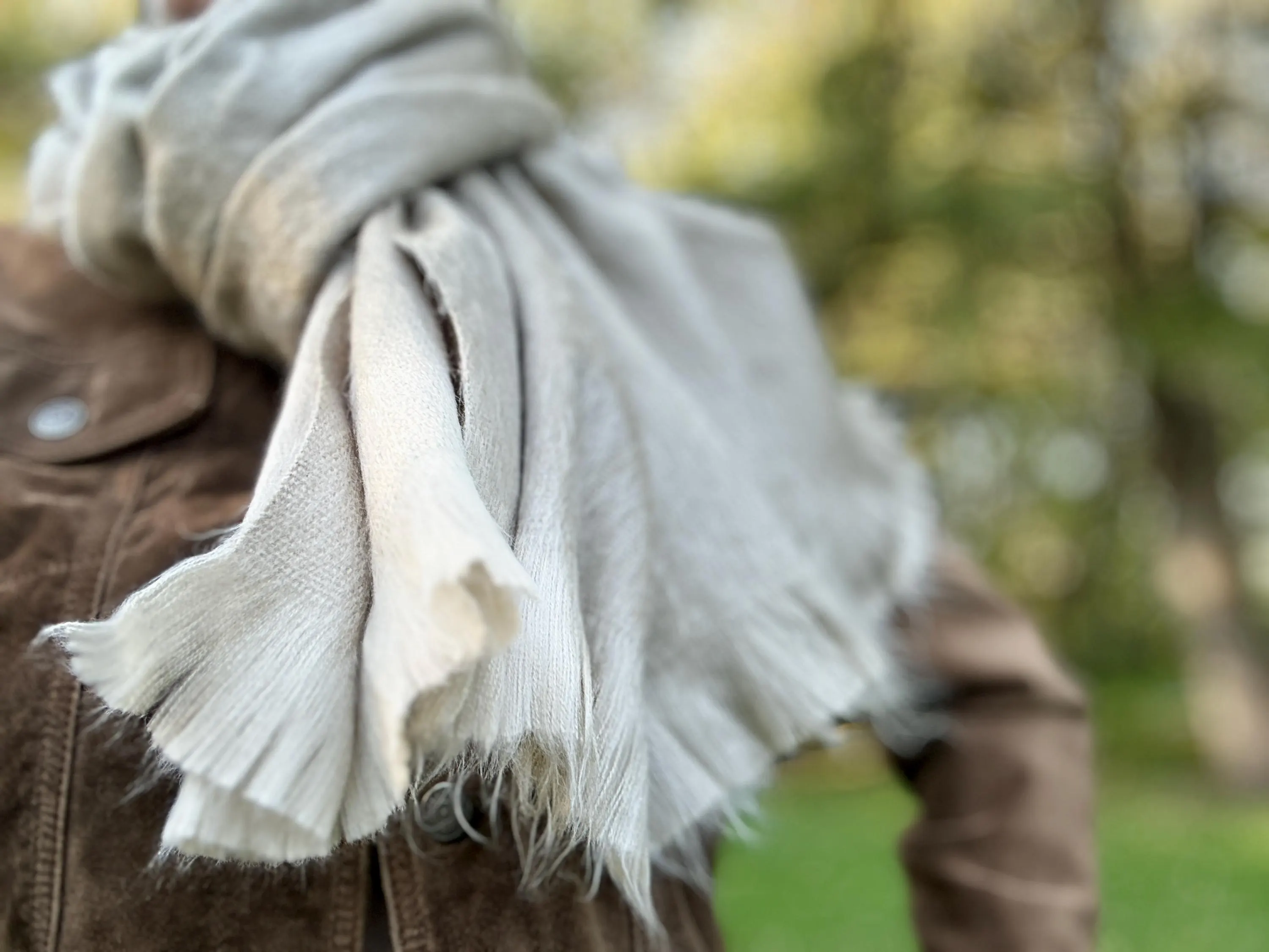 Handwoven Baby Alpaca Scarf Shawl – Oversized Neutral Wrap - image 3