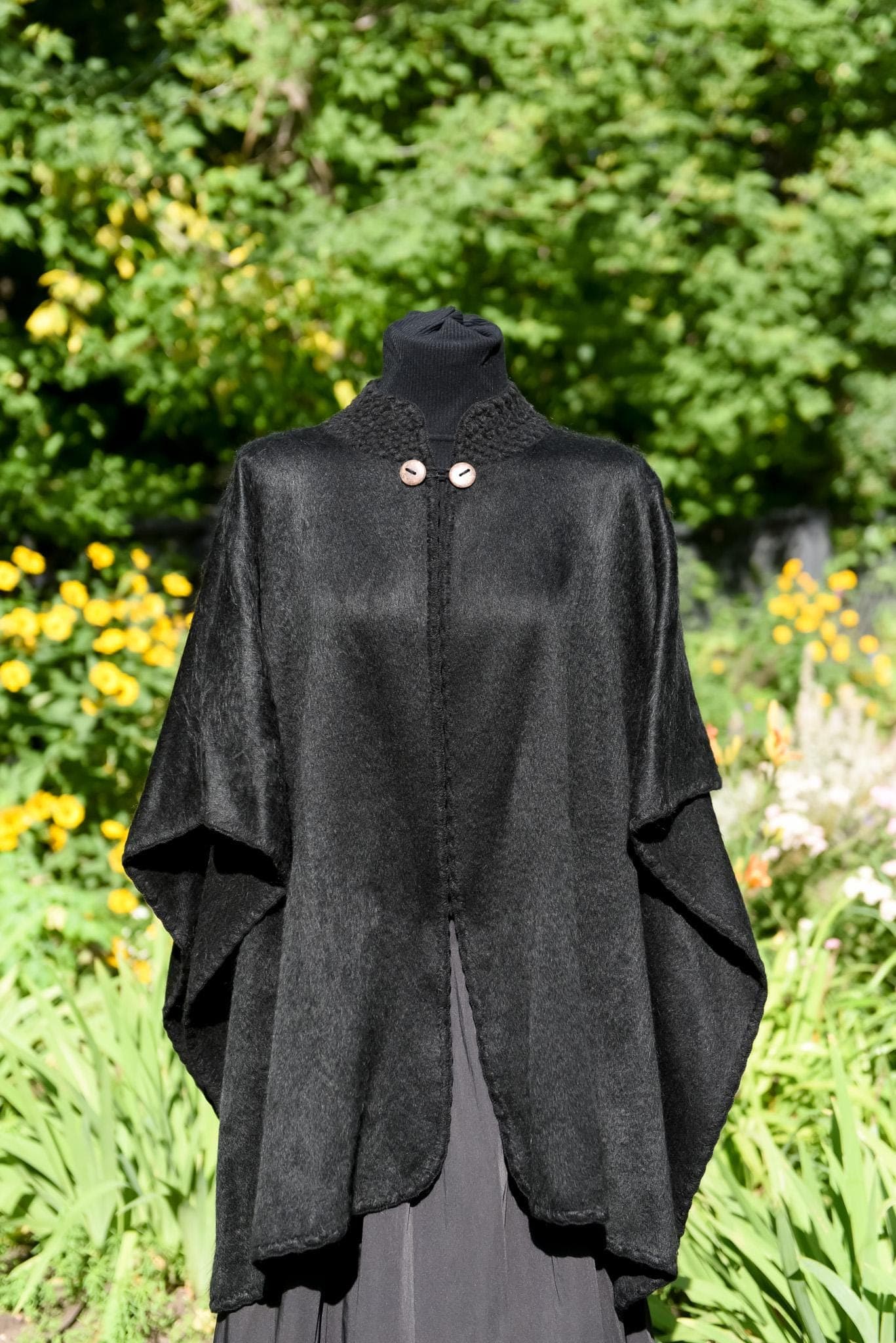 Handwoven Alpaca Wool Cape Coat for Muslim Women – Modest Full Coverage Loose Fit Outerwear, Layering Cape to Wear Over Abaya or Dresses