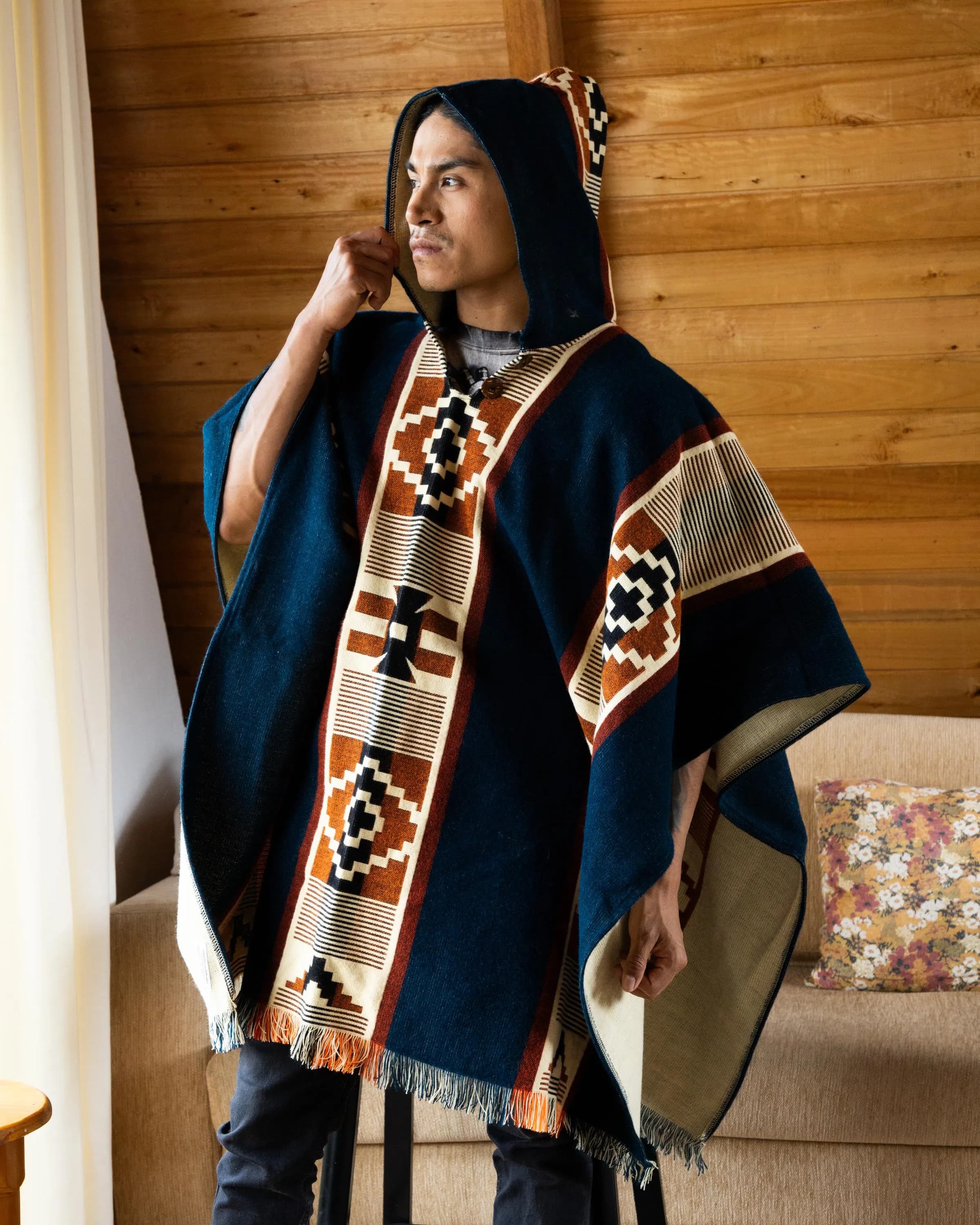 Handwoven Hooded Alpaca Wool Western Poncho | Ultra-Soft Boho Cape for Men & Women - image 5