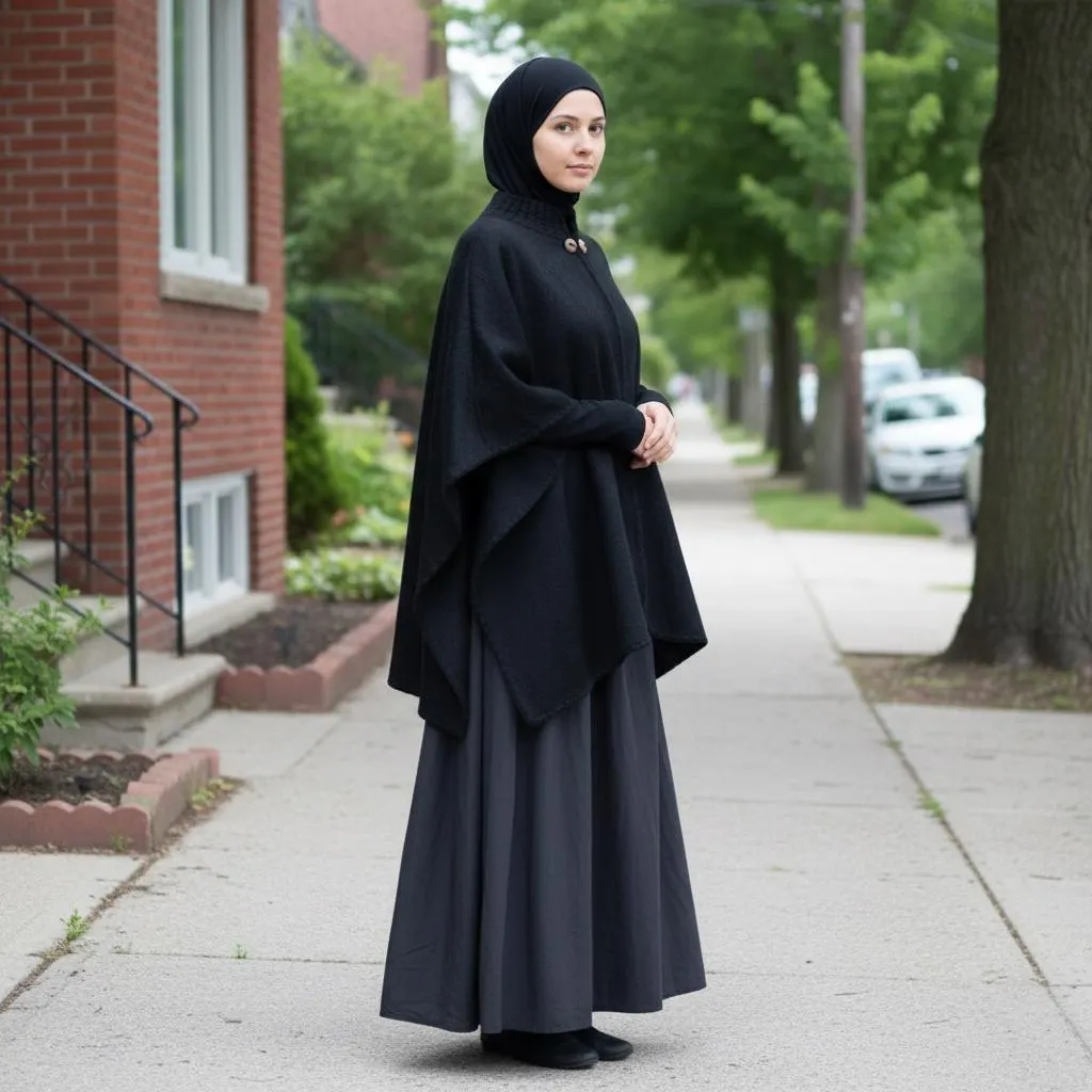 Handwoven Alpaca Wool Cape Coat for Muslim Women – Modest Full Coverage Loose Fit Outerwear, Layering Cape to Wear Over Abaya or Dresses - image 5
