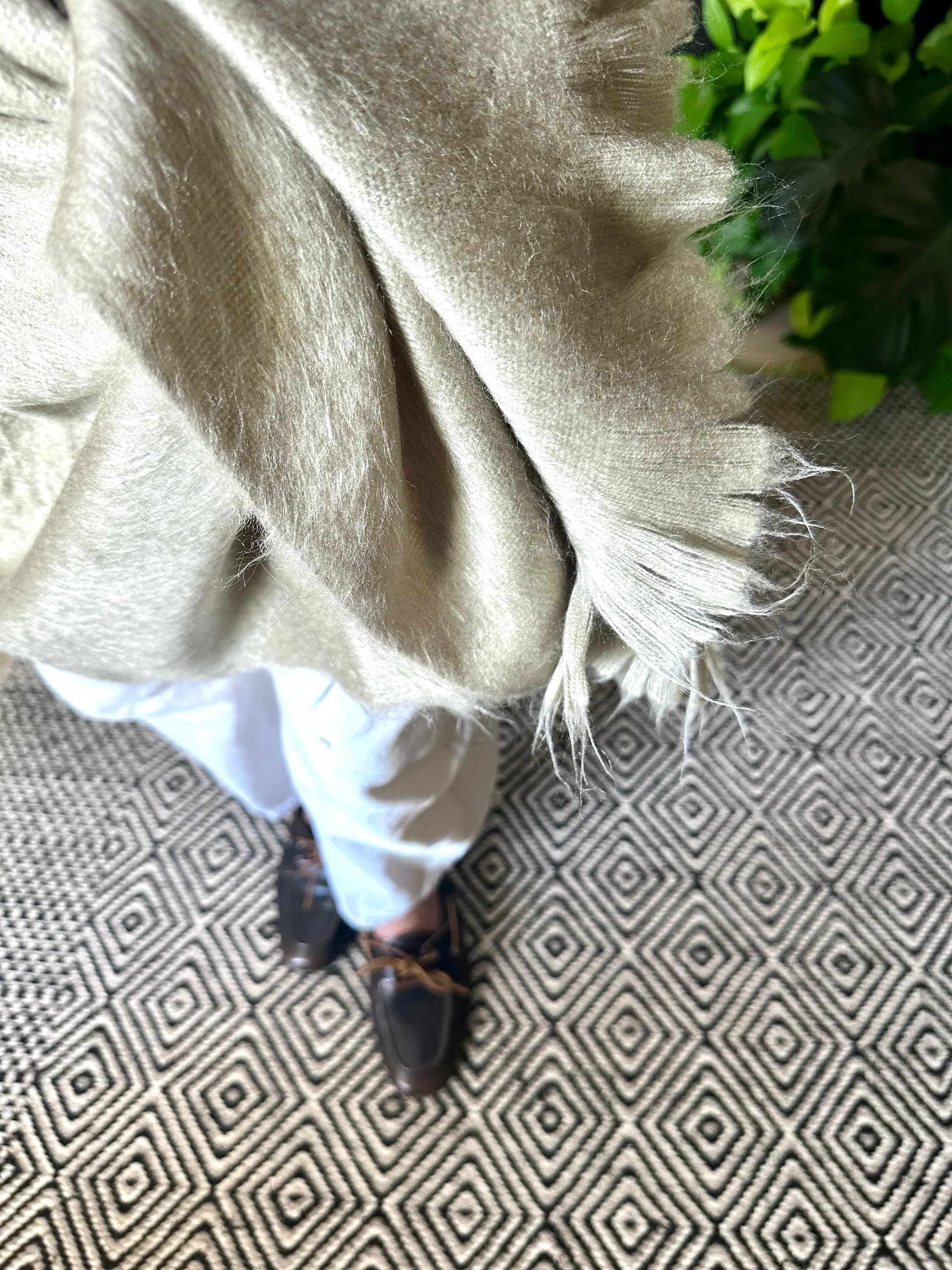 Handwoven Baby Alpaca Scarf Shawl – Oversized Neutral Wrap - image 4