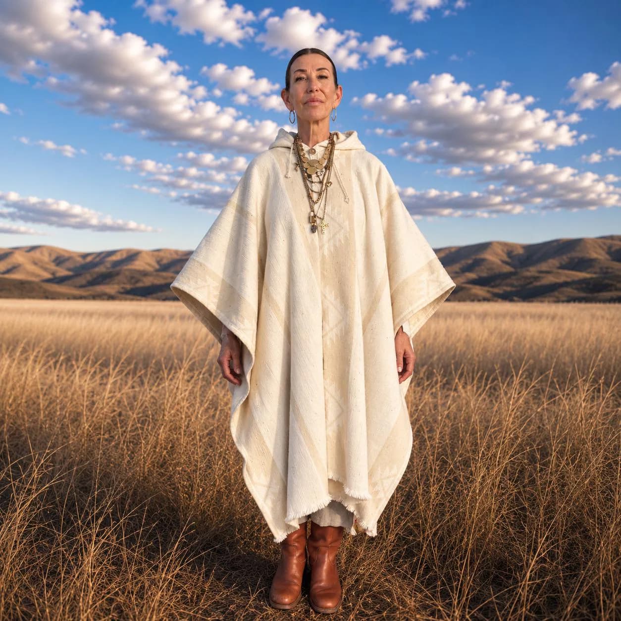 100% Andean Wool Hooded Poncho for Men & Women | Winter Pullover Outerwear