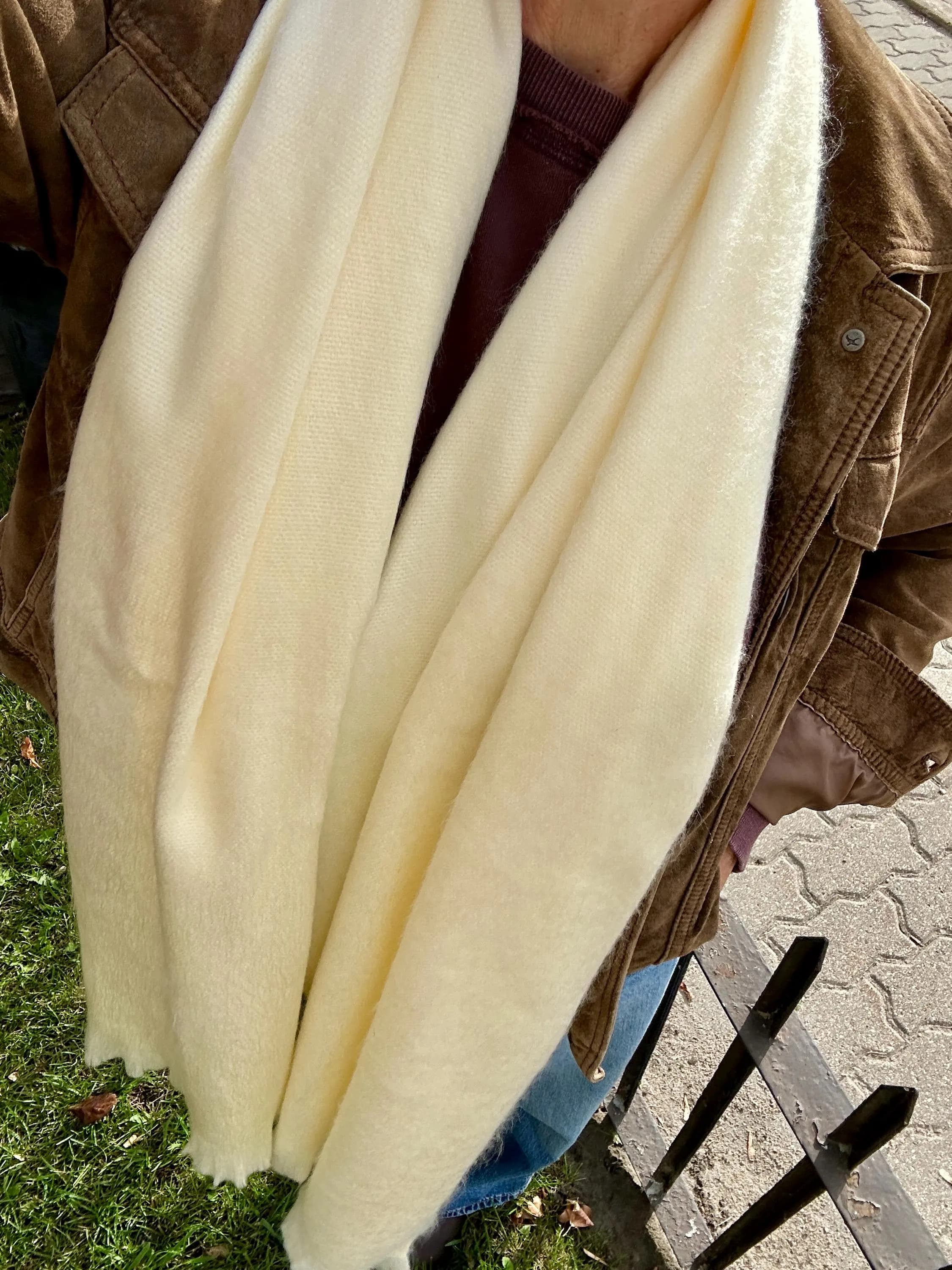 Handwoven Buttercream Alpaca Shawl – Soft Lightweight Alpaca Wrap | Warm Winter Scarf, Cozy Elegant Layer | Luxury Artisan Gift for Her - image 3