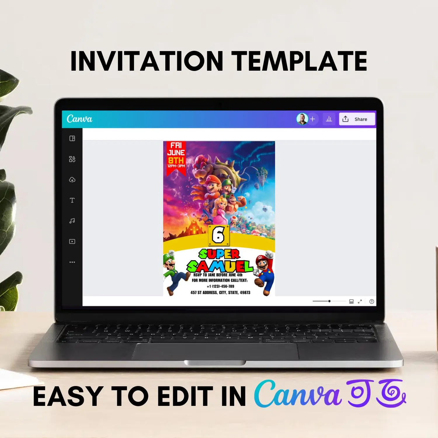 Super Mario Birthday Invitation: Editable Video Game Party Template (Digital Download) - image 5