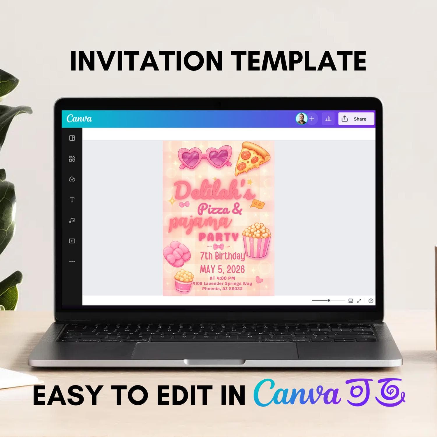 Pajama Party Birthday Invitation: Editable Pink Sleepover Invite (Digital Download) - image 4