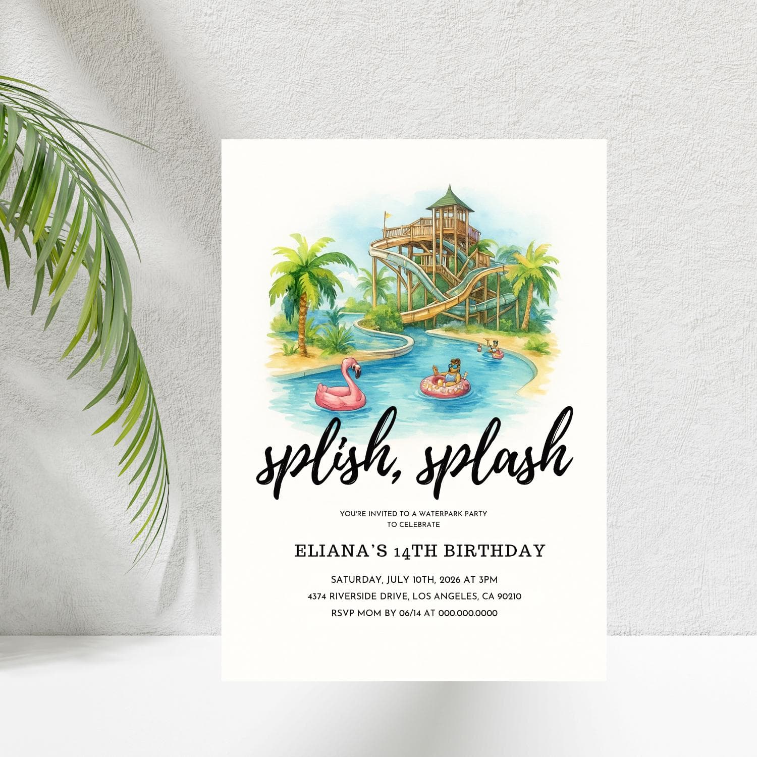 Waterpark Birthday Invitation Editable Canva Template Splash Beach Pool Party Invite Summer Digital Download - image 5