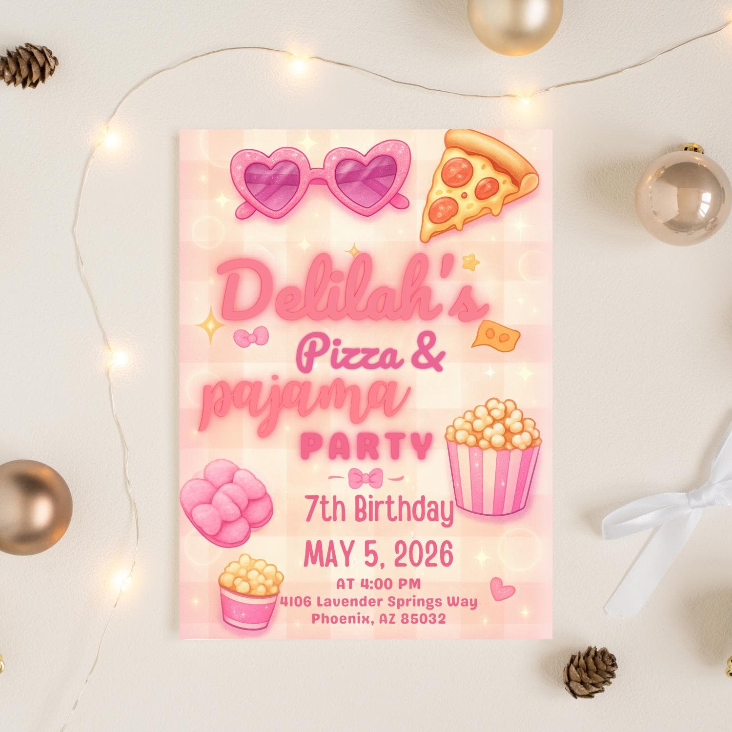 Pajama Party Birthday Invitation: Editable Pink Sleepover Invite (Digital Download)