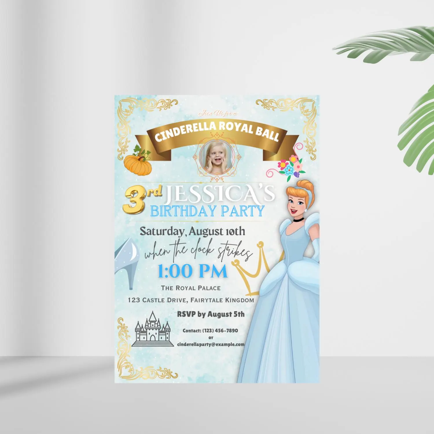 Cinderella Birthday Invitation: Princess Party, Editable Template (Digital Download) - image 4