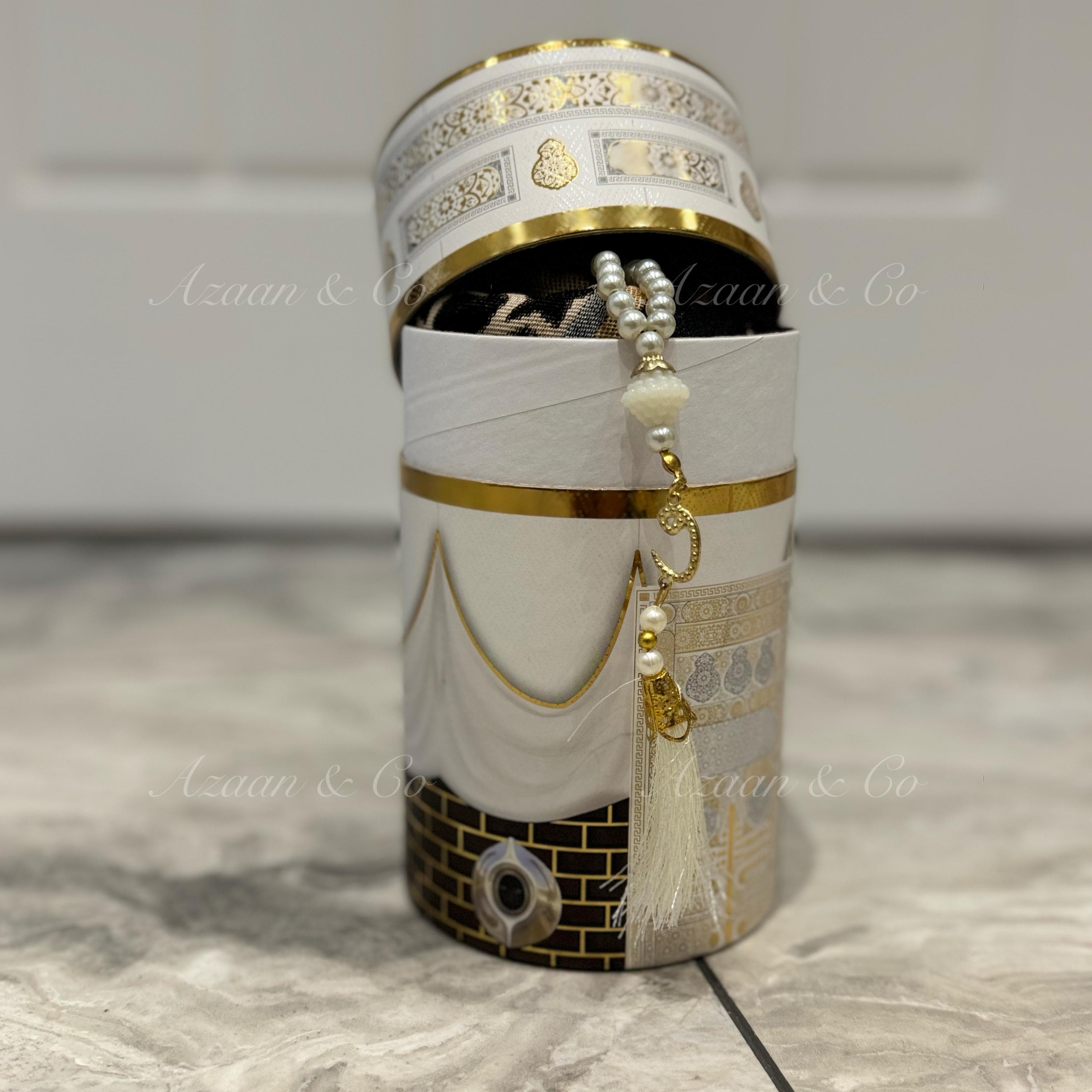 Kaaba Box Prayer Mat & Tasbeeh Gift Set (Adult size 110x70cm Travel Prayer Mat) Black pattern Muslim Islamic Ramadan Eid Nikha wedding - image 4