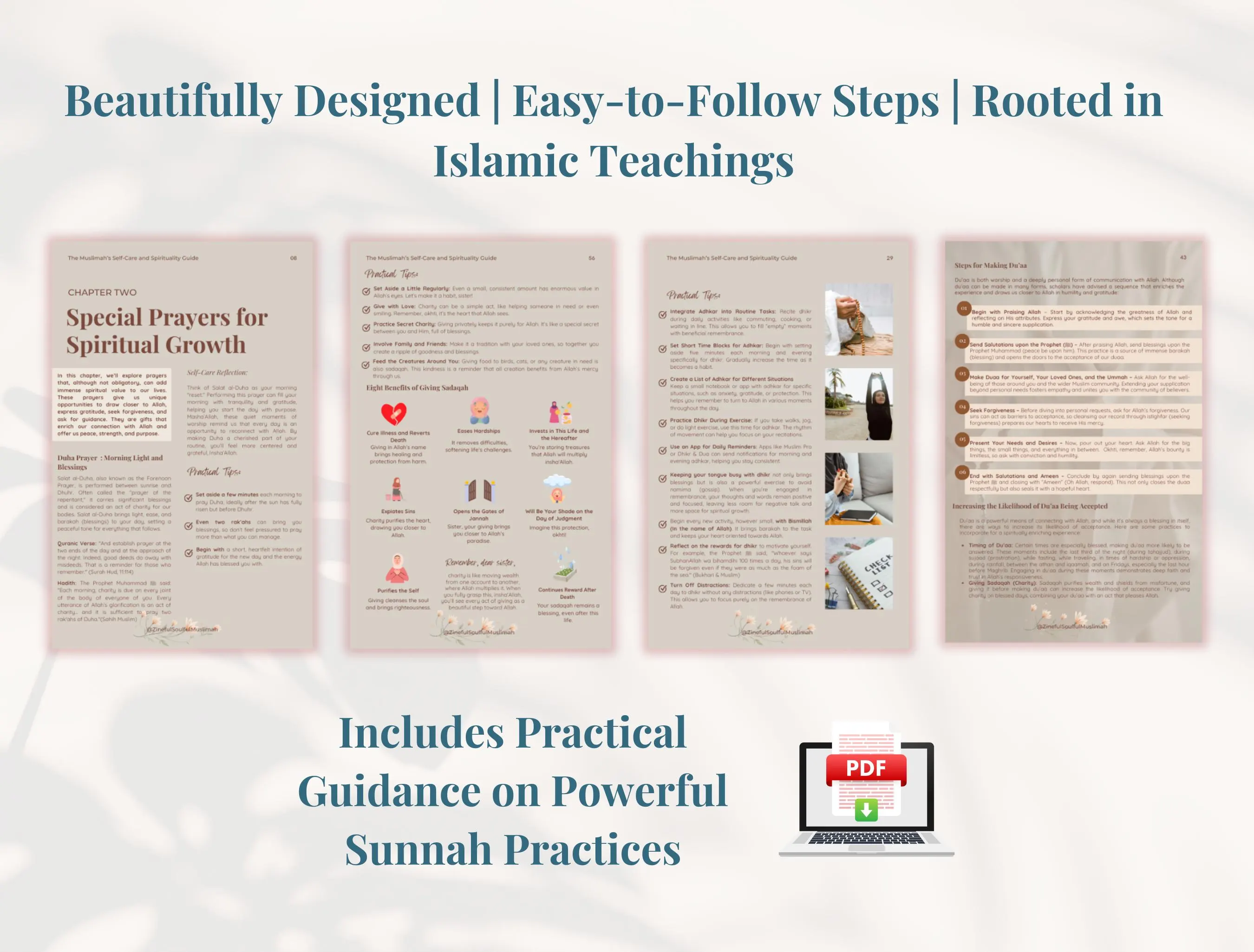 Muslimah Self-Care & Spirituality Guide: Faith-Based Islamic Planner (eBook Digital Download)