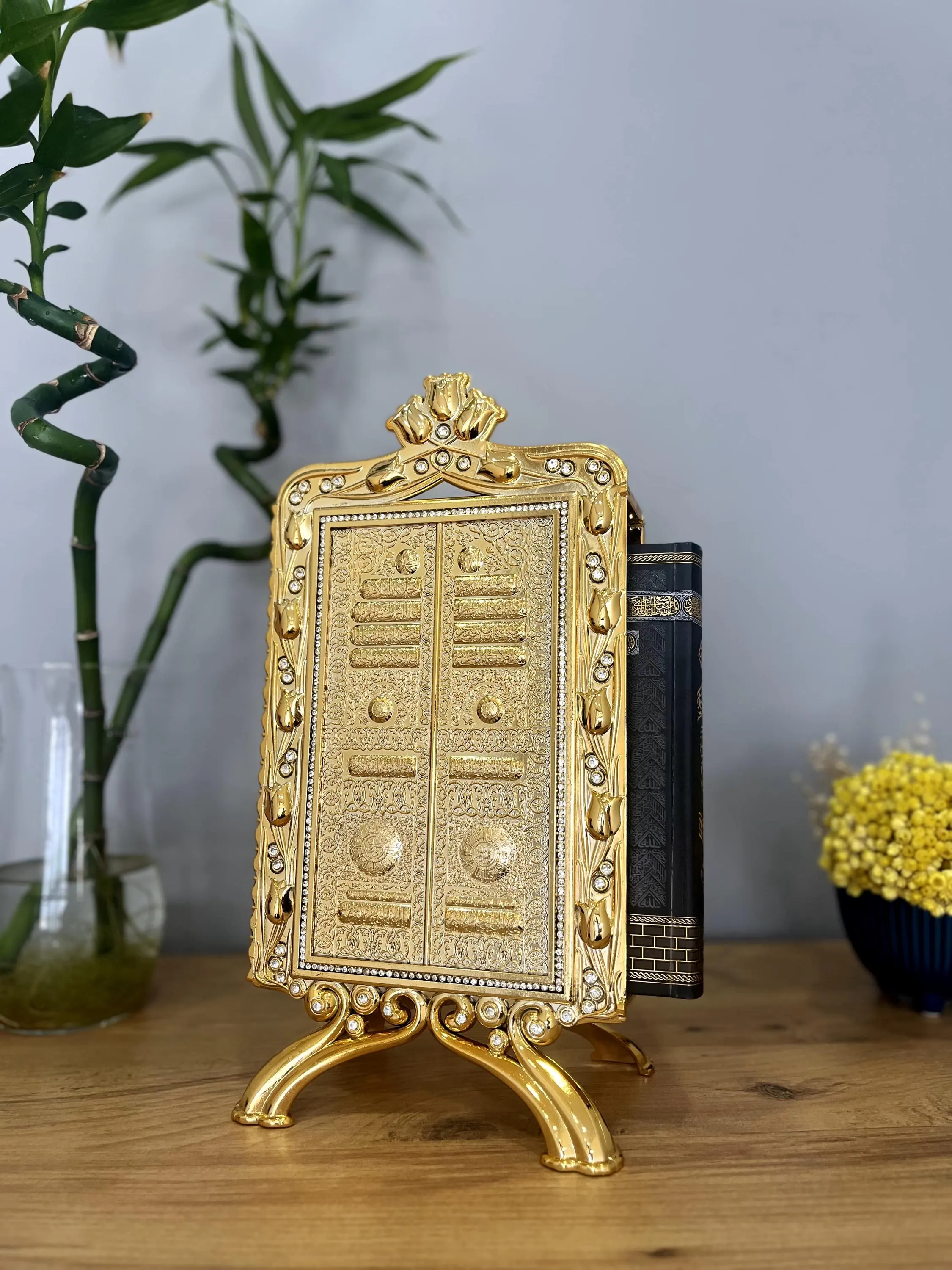 Upright Quran Bookcase Trinket Gold, Luxury Quran Gift Set, Golden Figurine, Quran Gift Set, Figurine Islamic Gift Set