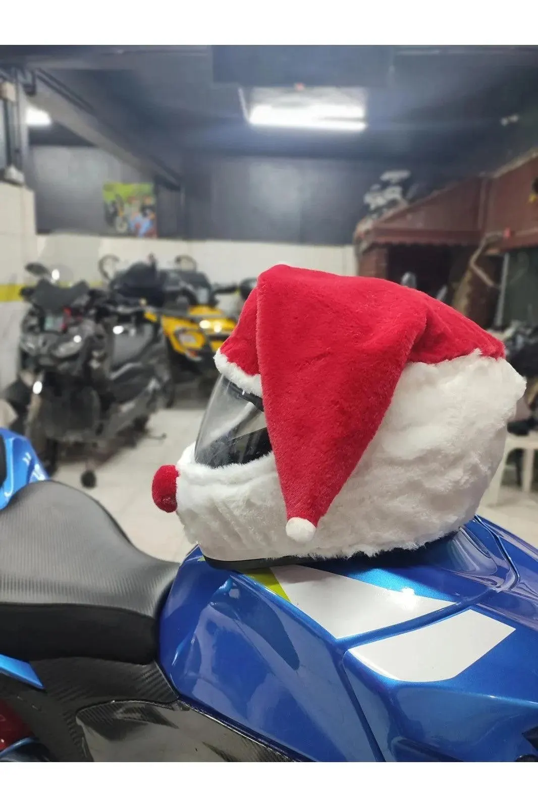 Santa Claus Motorcycle Plush Helmet Pouch, Christmas Motorcycle Helmet Pouch,  Motorcycle Helmet Cover, Christmas Gift, Noel - image 4