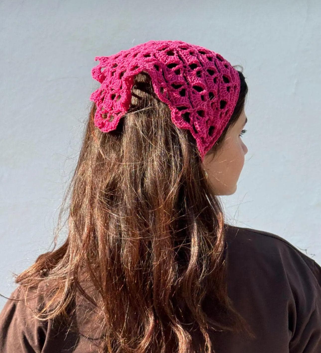 Patterned Handmade Crochet Knitted Bandana, Boho Crochet Headband, Colorful Net Pattern Bandana, Handmade Knitted Headband, 100% Cotton - image 5