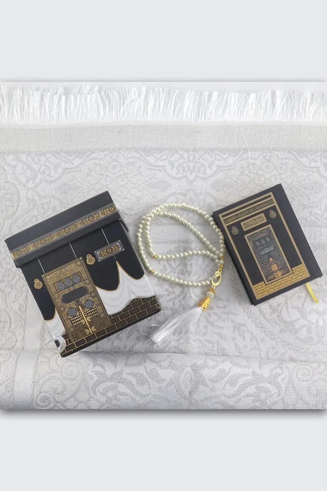 Quran Pearl Prayer Beads and Prayer Rug Set in Kaaba Box, Islamic Gift Box, Kaaba Box with Quran, Prayer Rug and Tasbih Gift Set for Muslim - image 3