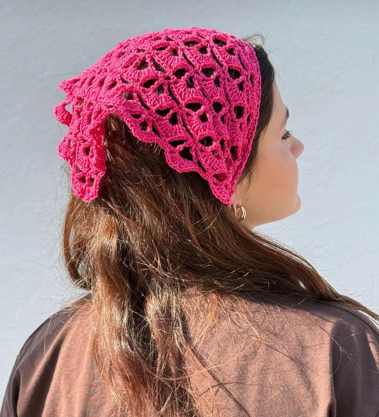 Patterned Handmade Crochet Knitted Bandana, Boho Crochet Headband, Colorful Net Pattern Bandana, Handmade Knitted Headband, 100% Cotton - image 4