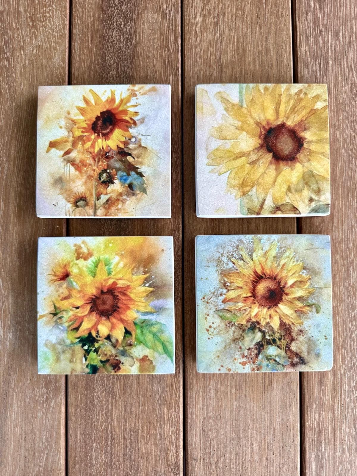 Limra Stone Sunflower Coasters, Rustic Farmhouse Decor, Set of 4 - image 4